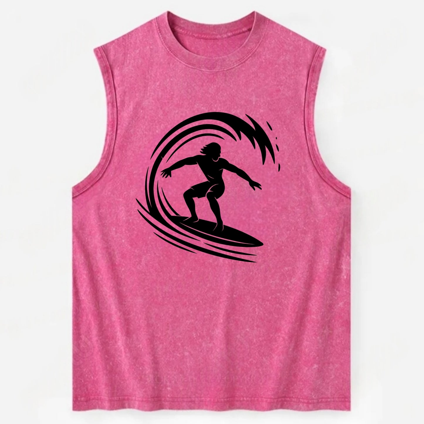 Hawaiian surfer riding big wave - Vintage Washed Tank - Pink