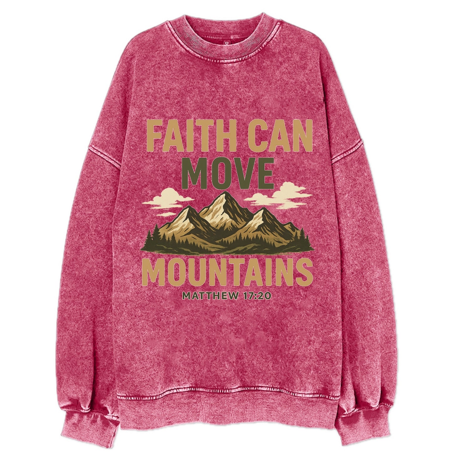Matthew 17:20 Mountains - Vintage Sweatshirt - Pink