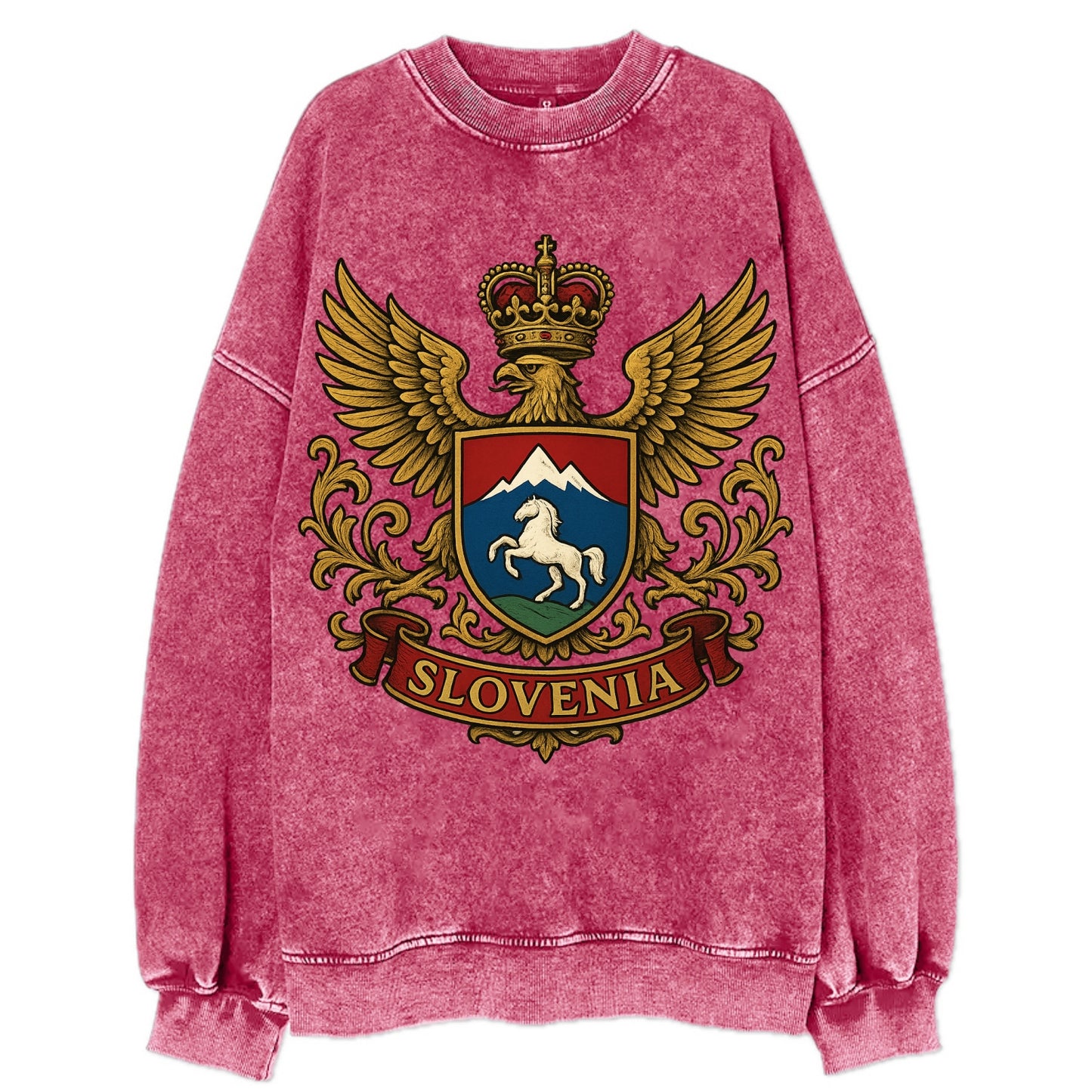 Slovenia Heritage Badge - Vintage Sweatshirt - Pink