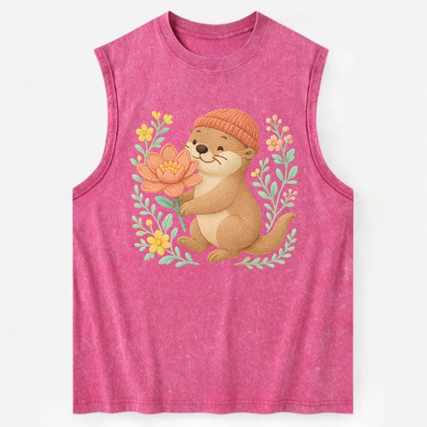 Peach Otter - Vintage Washed Tank - Pink