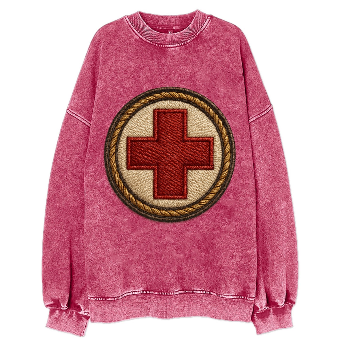Medical Cross - Vintage Sweatshirt - Pink