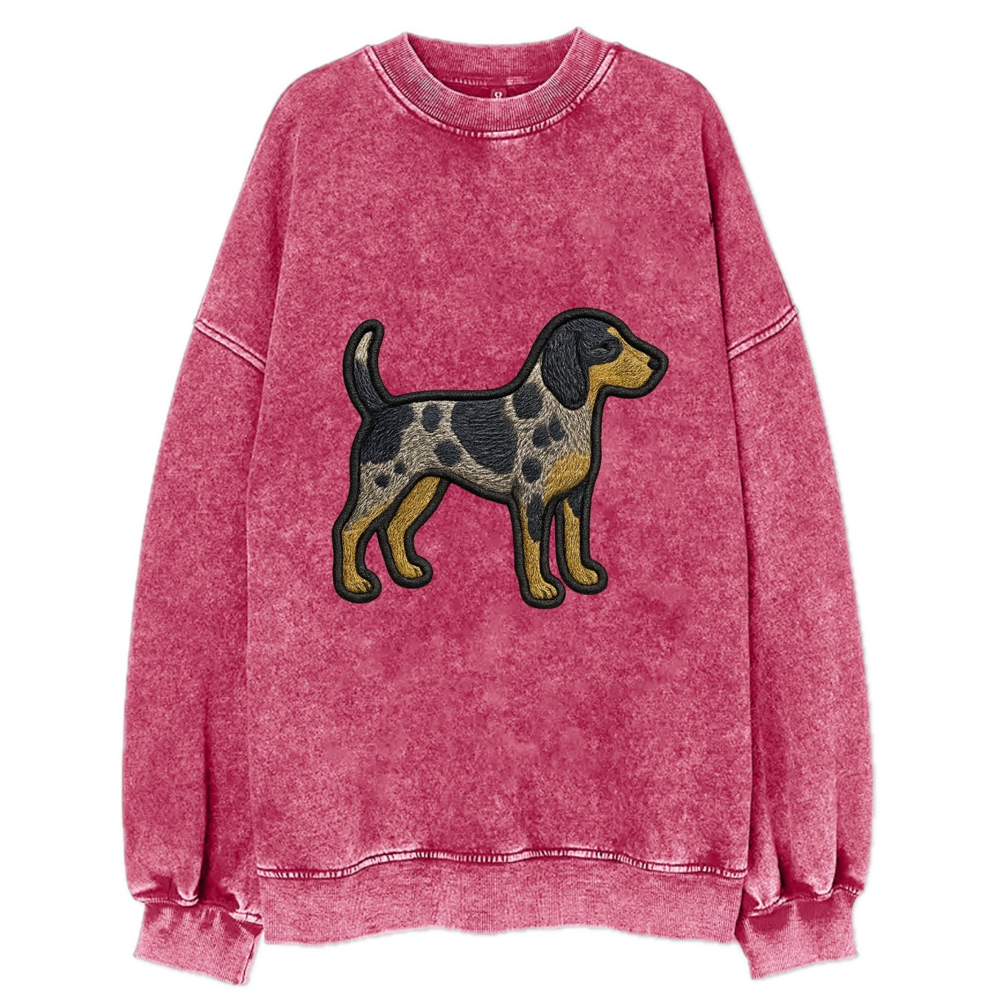 Bluetick Coonhound - Trendy spotted hound logo with prominent black border - Vintage Sweatshirt - Pink