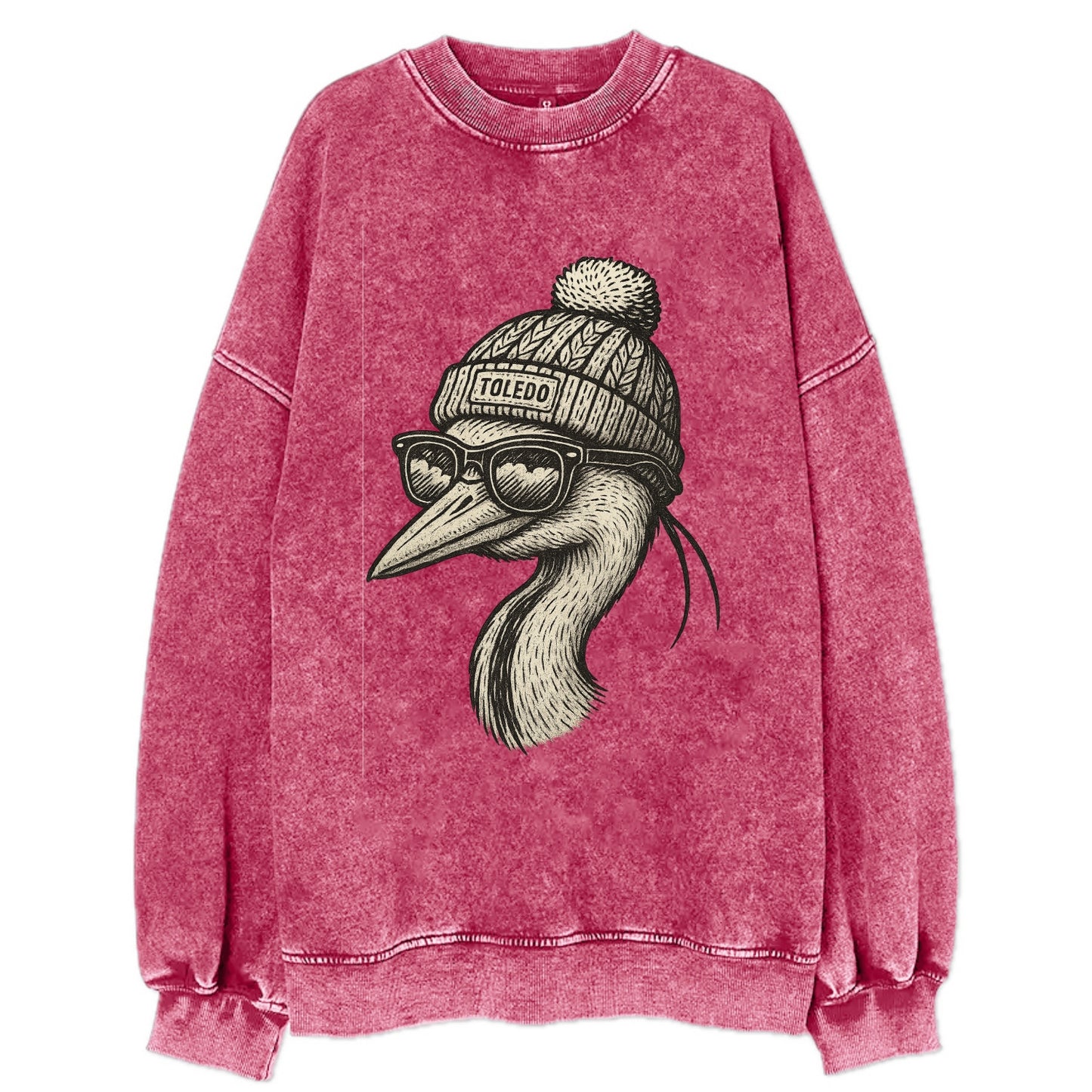 Toledo Great Blue Heron wearing Toledo b - Vintage Sweatshirt - Pink