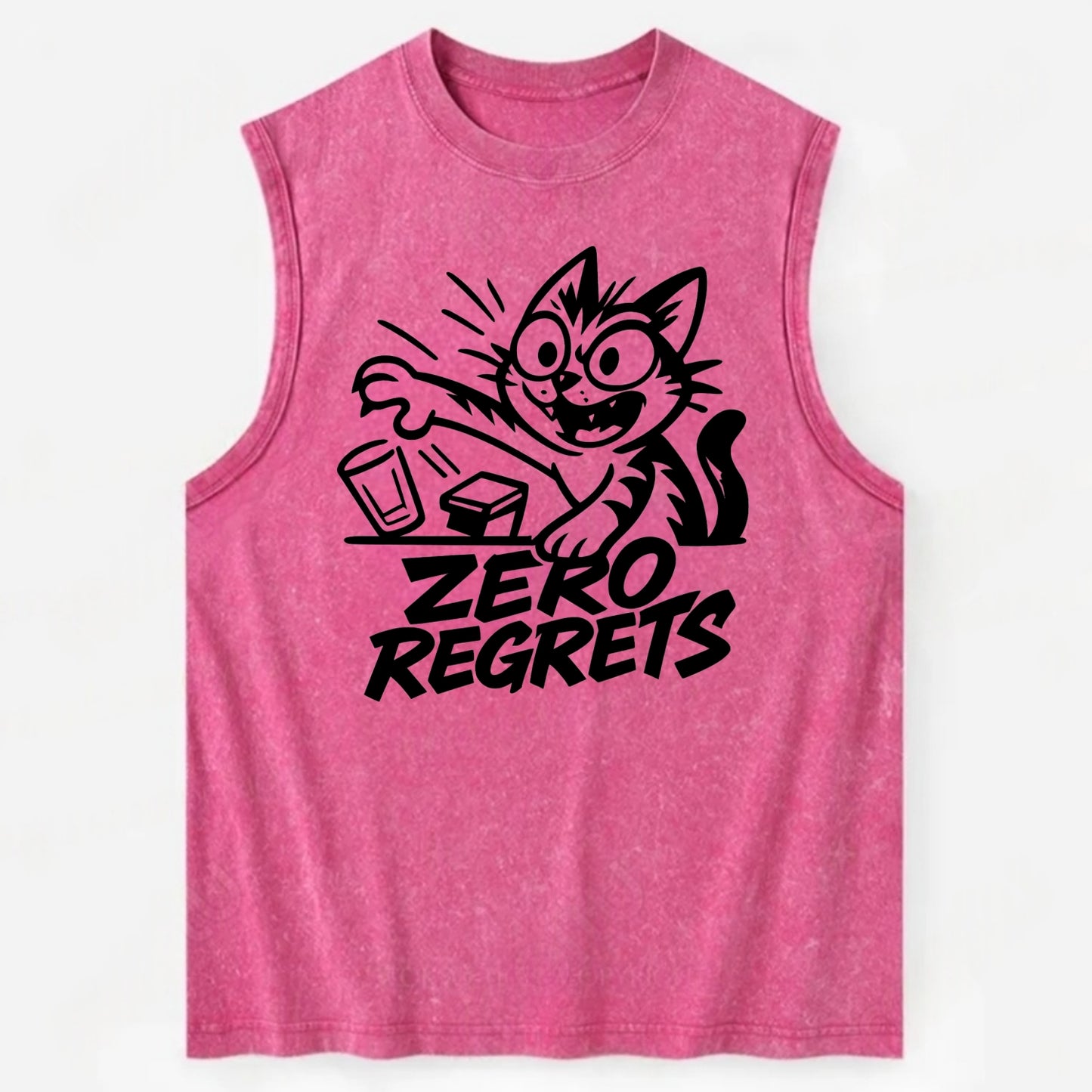 Chaos Gremlin Cat - Vintage Washed Tank - Pink