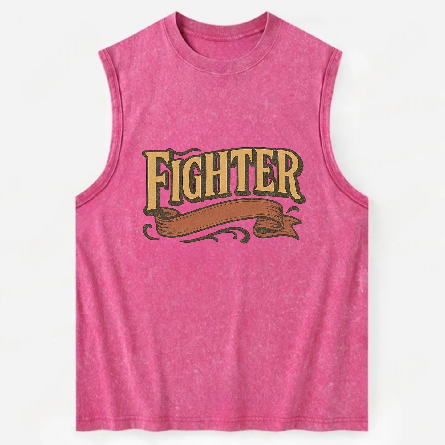 Bold typography design - "FIGHTER" - never giving up, battling on - Vintage Washed Tank - Pink