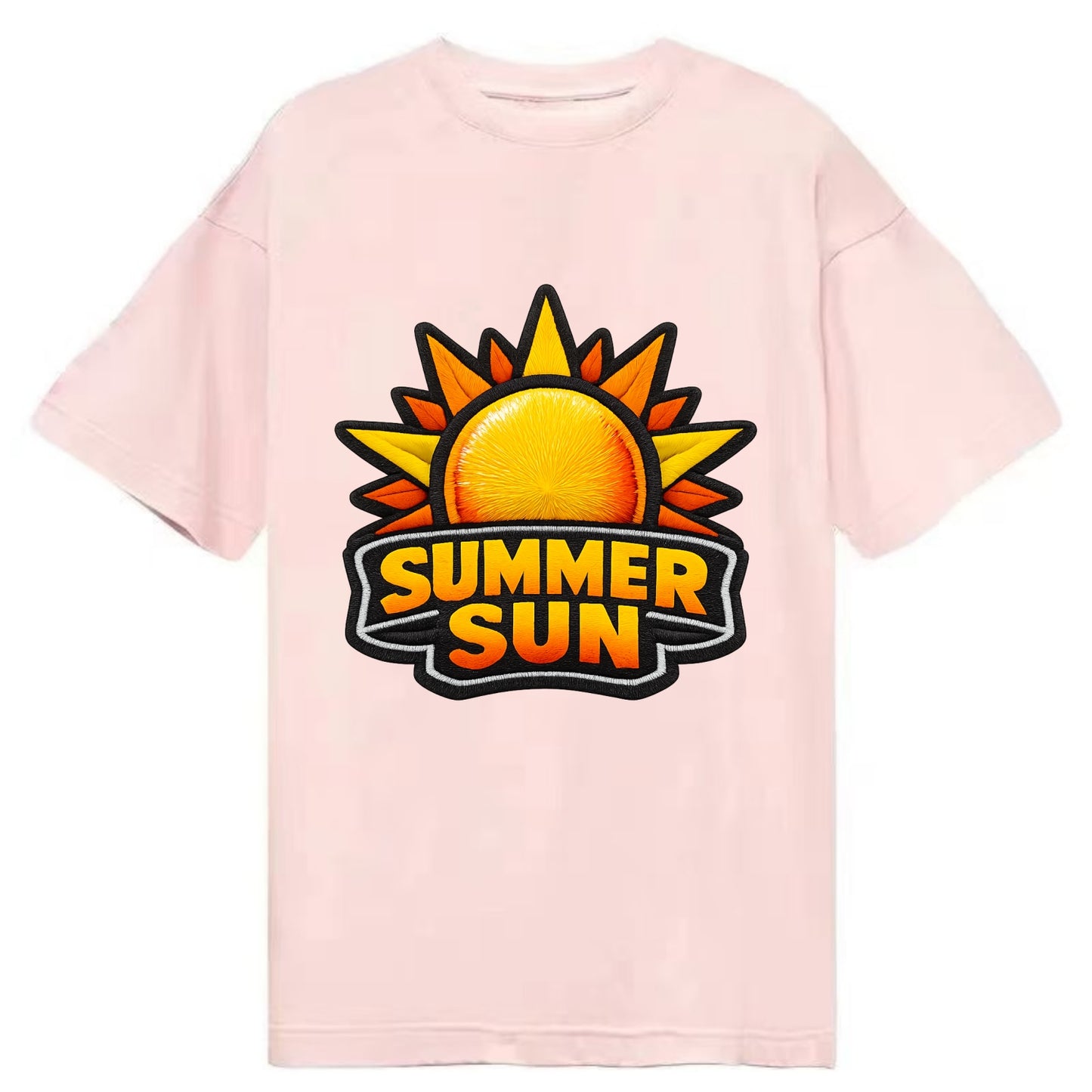 SUMMER SUN - bright sun with rays in yellow and orange , hot season - Classic T-shirt - Pink
