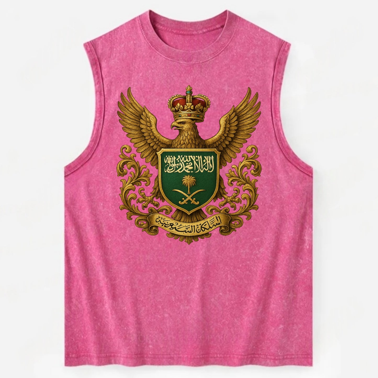 Saudi Arabia Heritage Badge - Vintage Washed Tank - Pink
