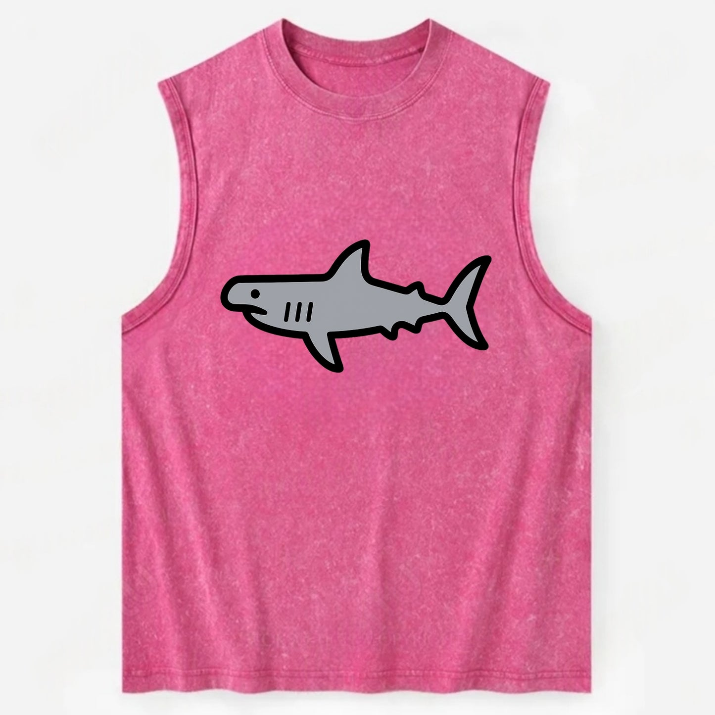 Hammerhead Shark - Gray distinctive head flat side profile - Vintage Washed Tank - Pink