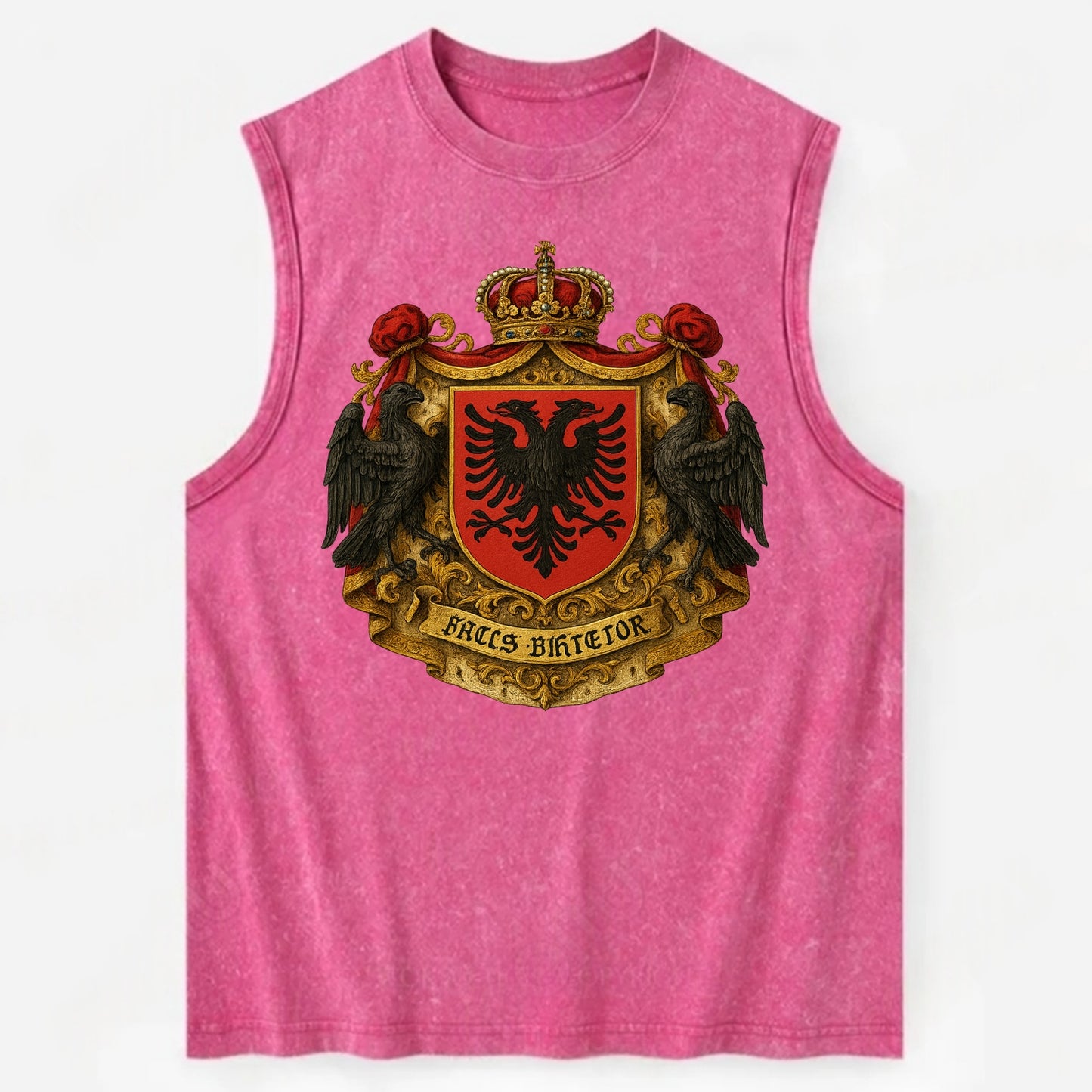 Albania Double Eagle Emblem - Vintage Washed Tank - Pink