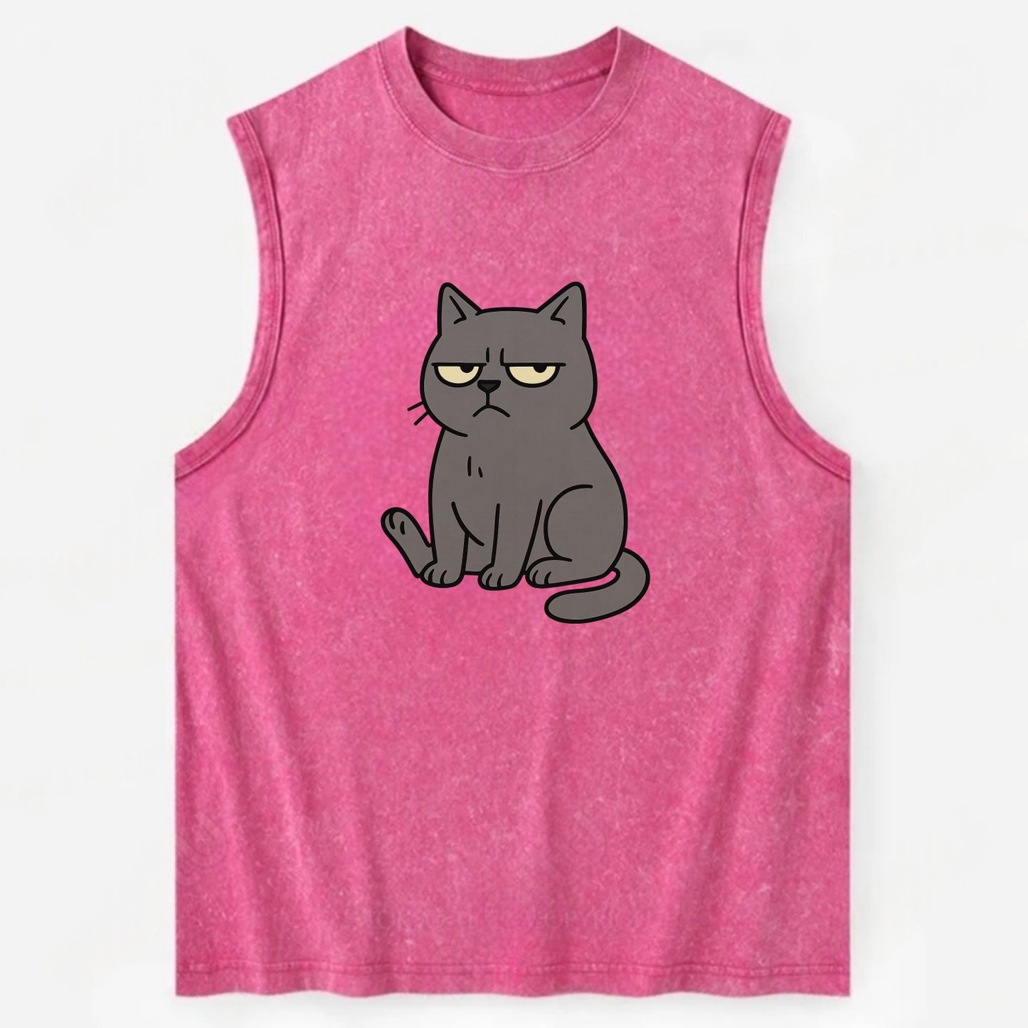 The Cat Judging Silently - Vintage Washed Tank - Pink