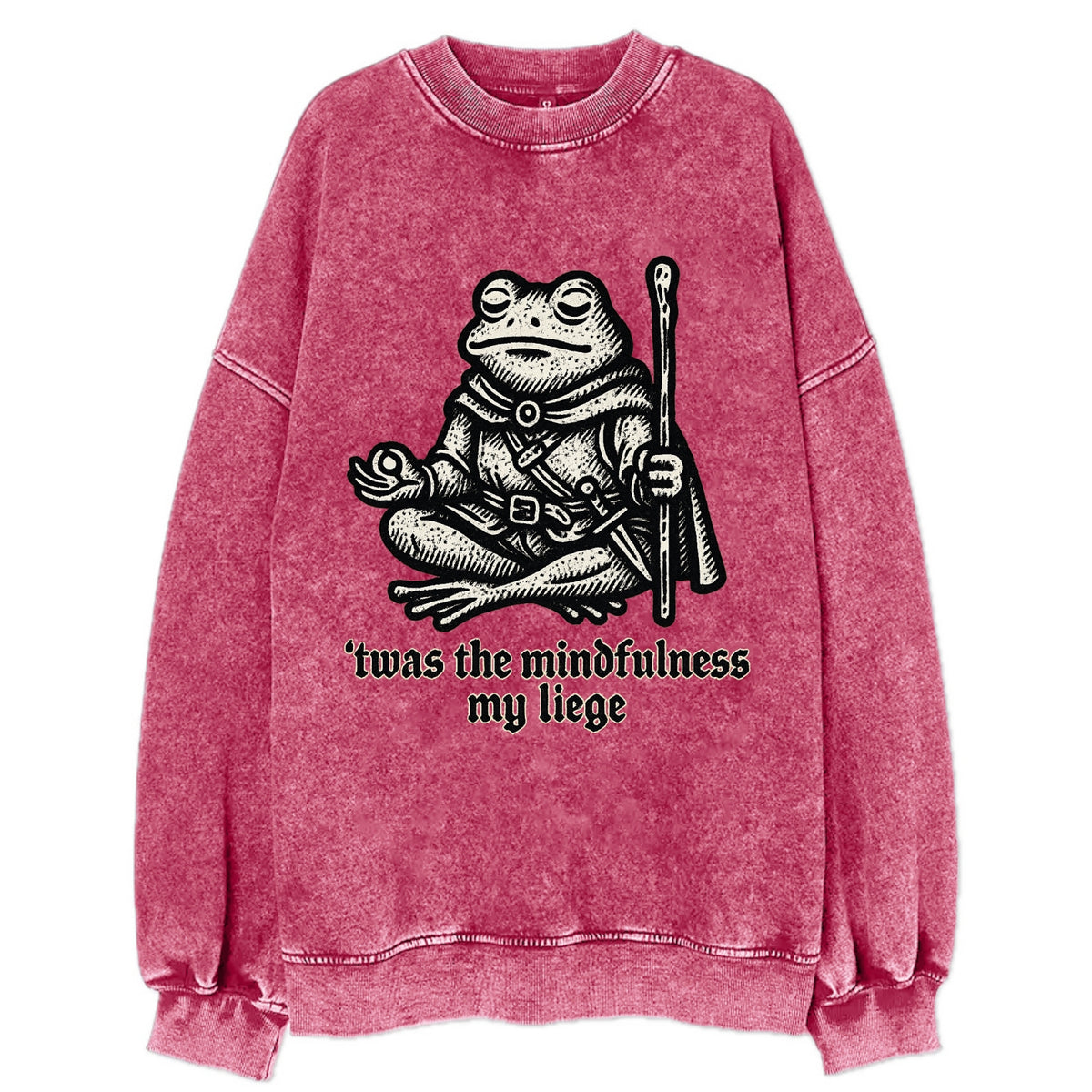 Mindfulness Meditation Frog - Vintage Sweatshirt - Pink