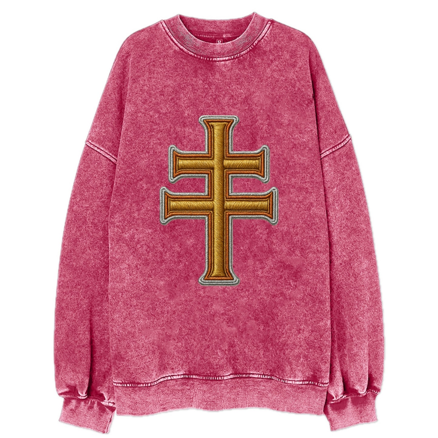 Patriarchal Cross - Vintage Sweatshirt - Pink