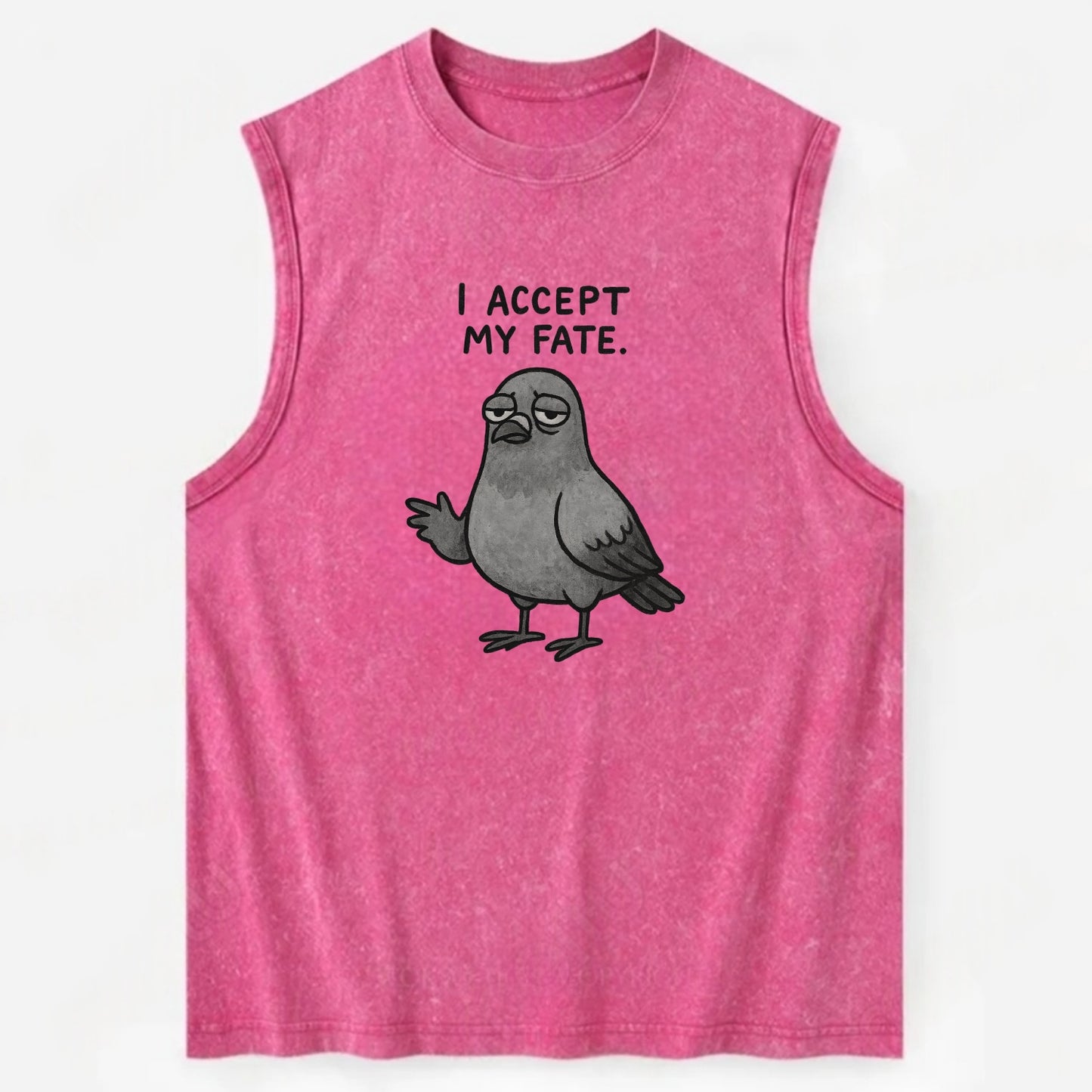 YOU MUST HONOR THE PIGEON | Grey pigeon - Vintage Washed Tank - Pink