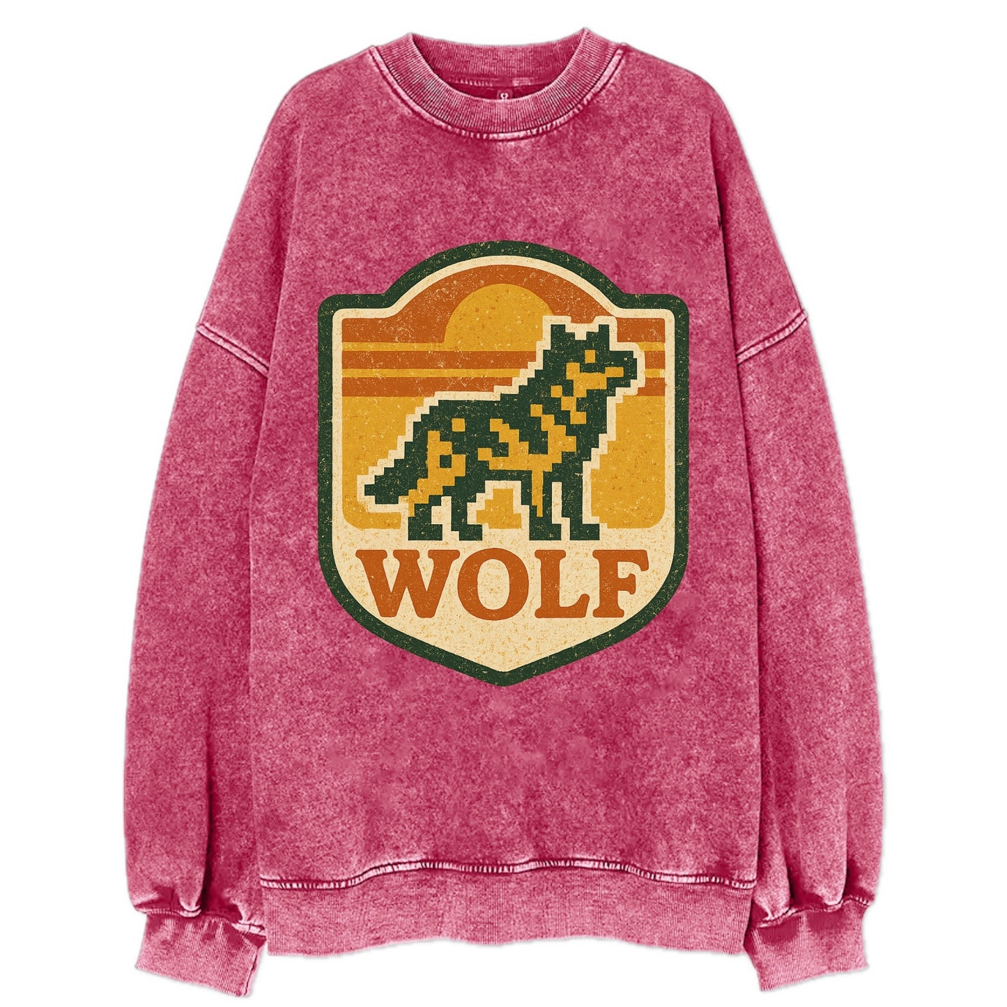Digital Pixel Wolf - Vintage Sweatshirt - Pink