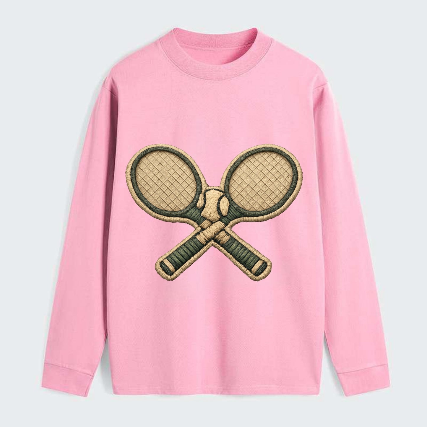 Embroidered patch design - TENNIS RACKET CROSSED - tennis rackets with - Classic Long Sleeve Shirt - Pink