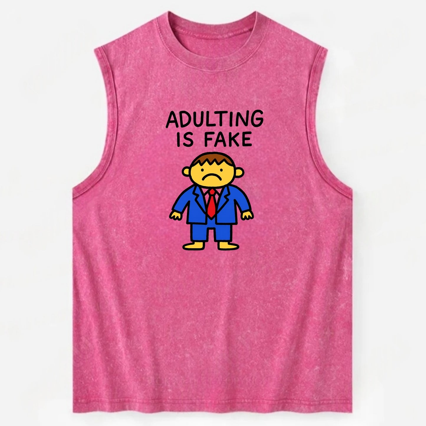 ADULTING IS FAKE | Child in suit pretending - Vintage Washed Tank - Pink