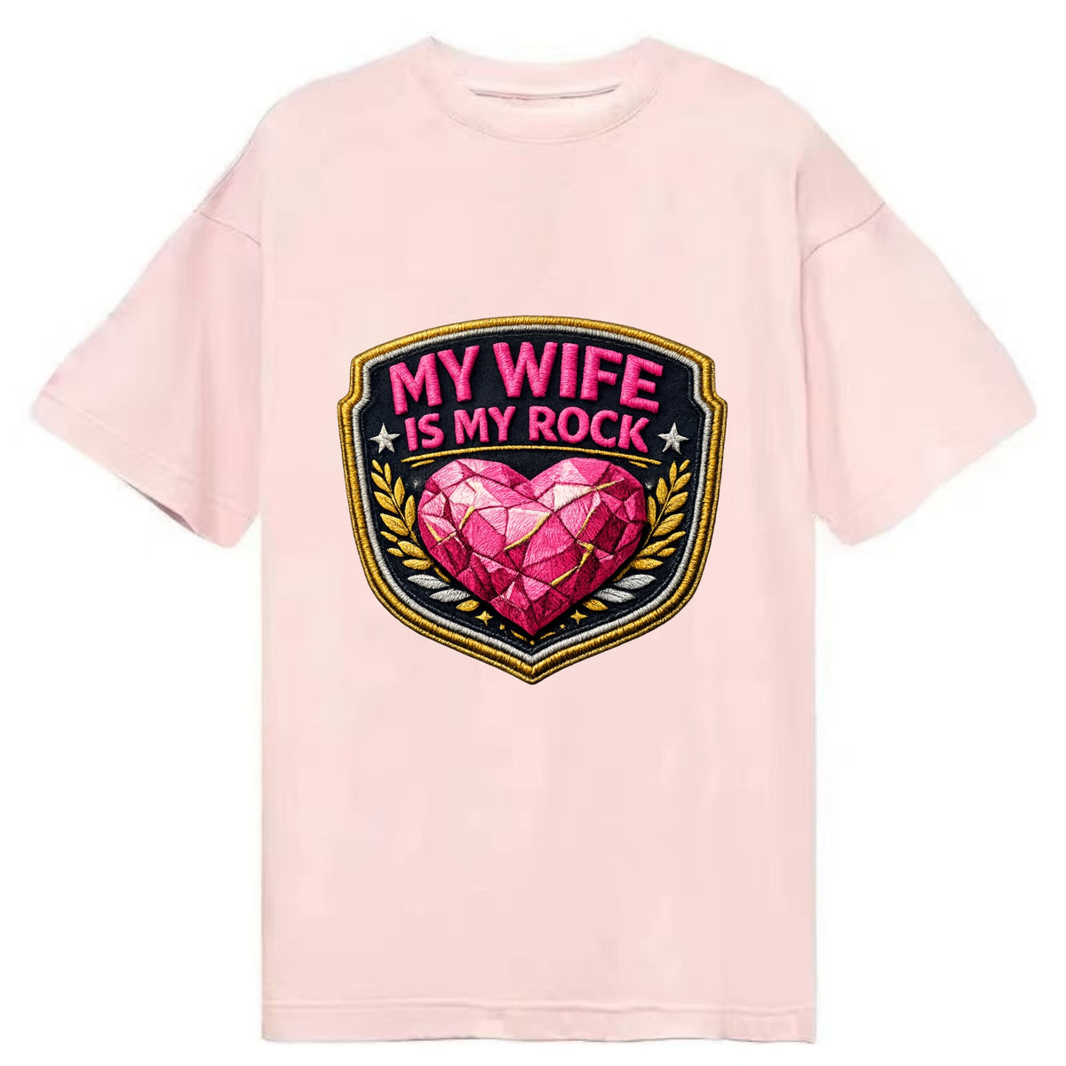 MY WIFE IS MY ROCK - pink rock heart - pink - solid wife - Classic T-shirt - Pink
