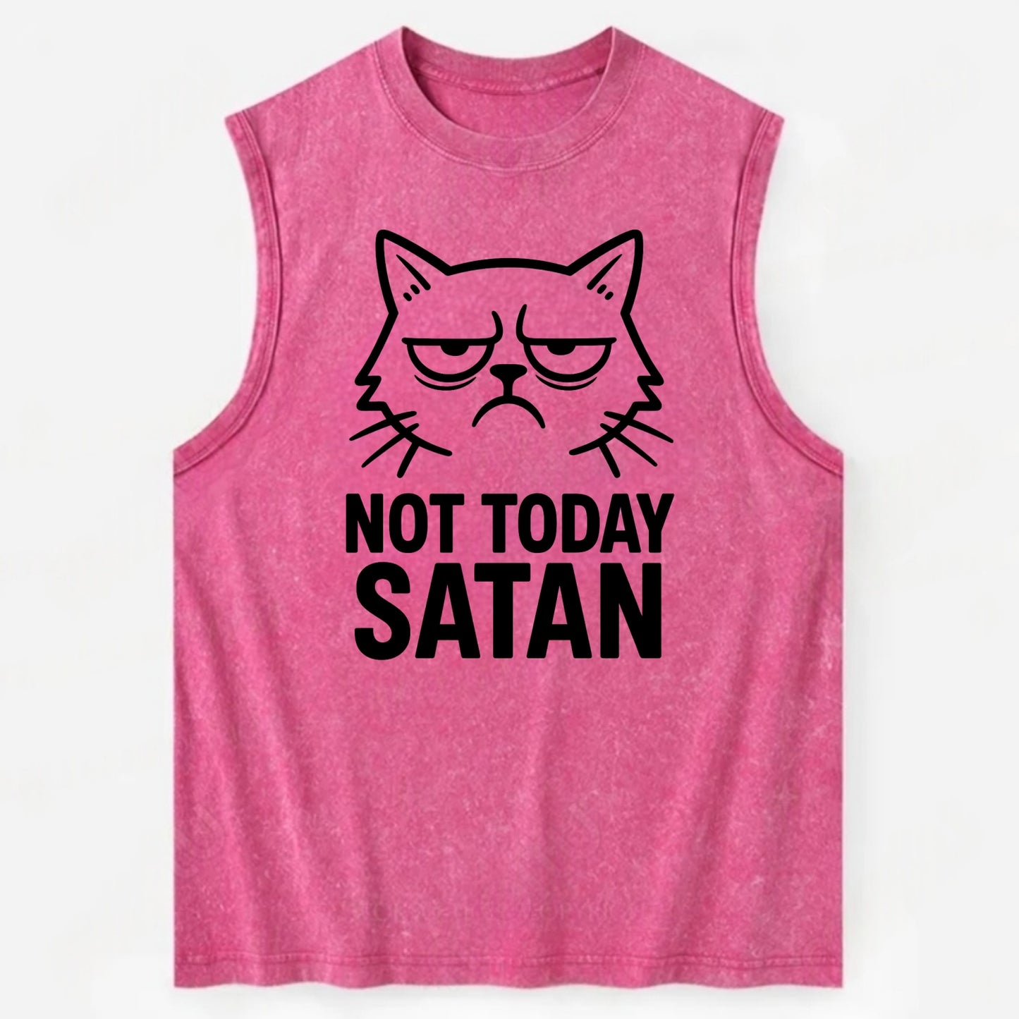 Monday Mood Cat - Vintage Washed Tank - Pink