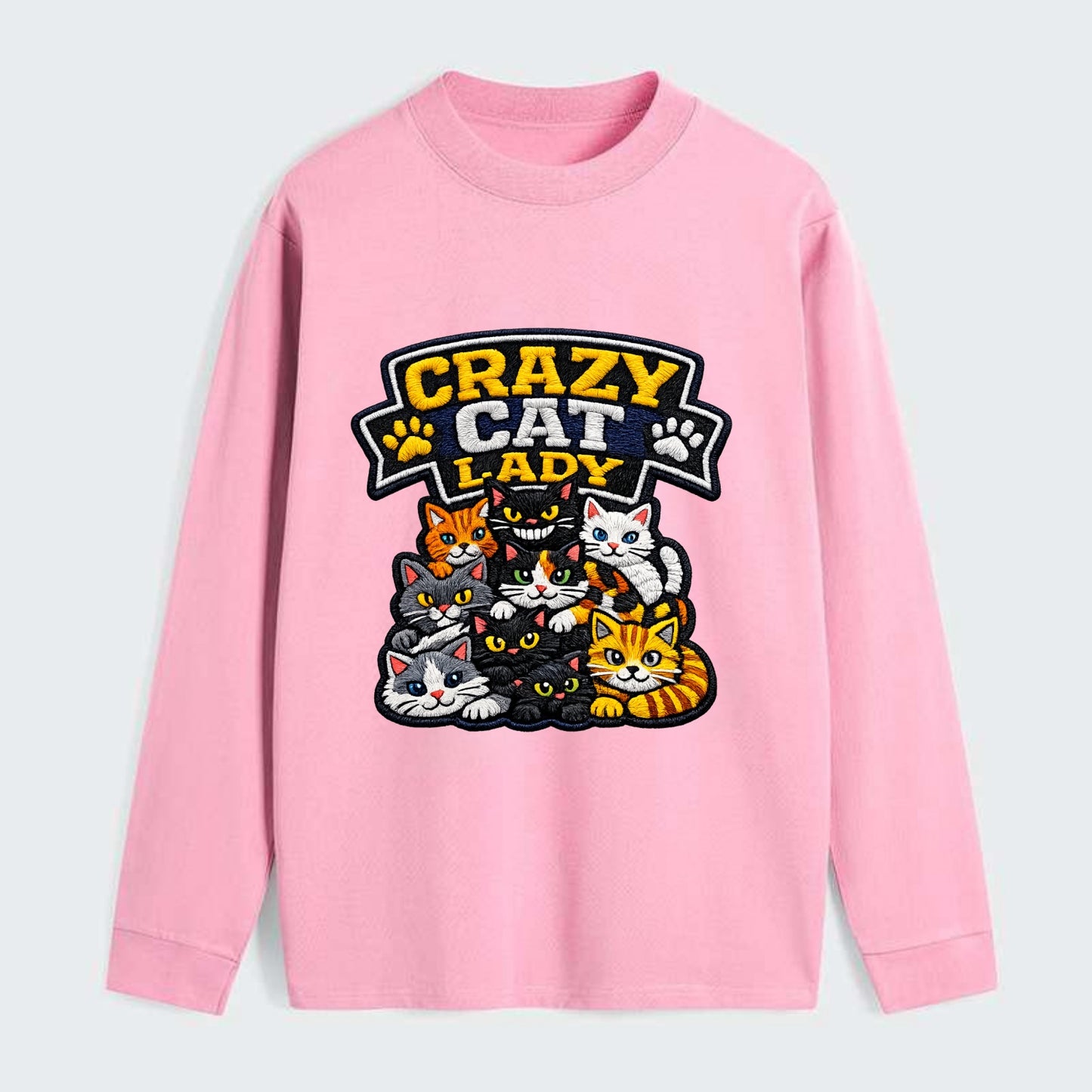 CRAZY CAT LADY - cat pile in multicolor , cat collector - Classic Long Sleeve Shirt - Pink