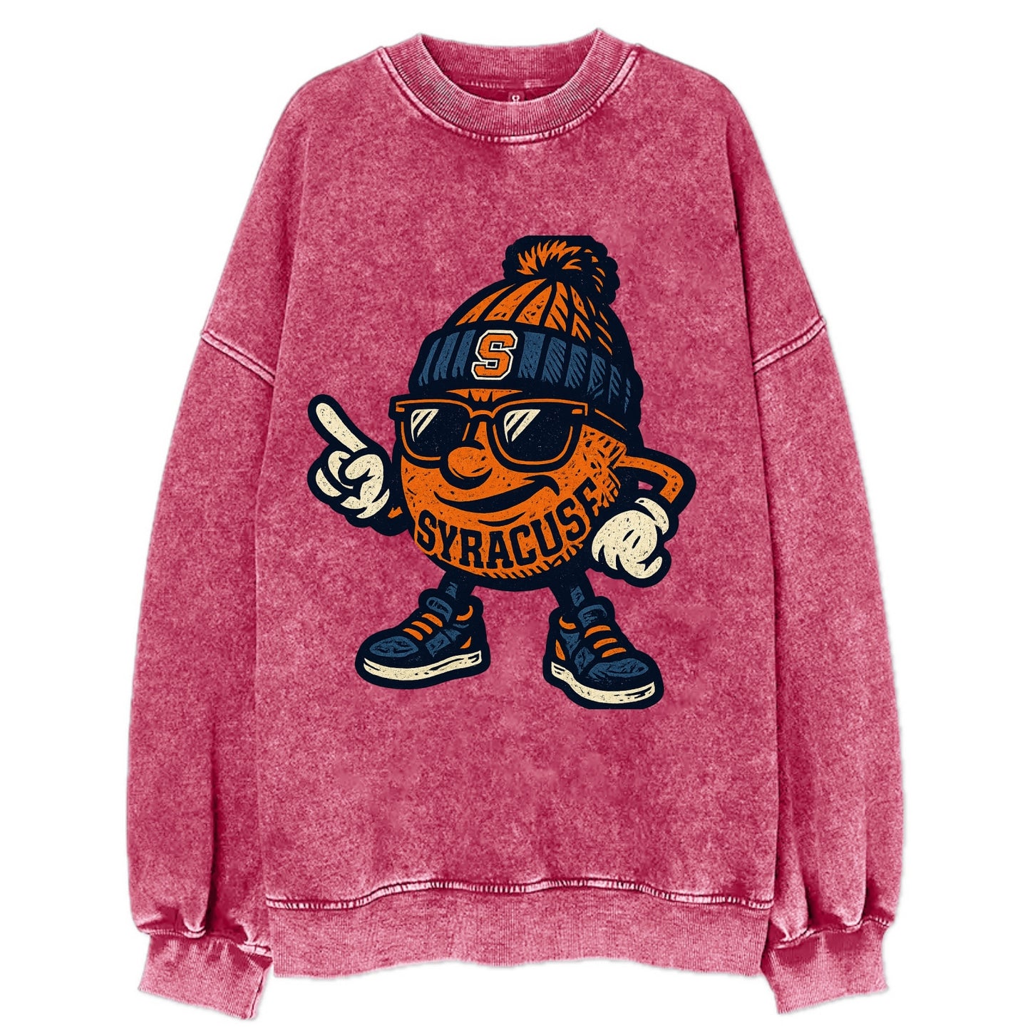 Syracuse Orange wearing Syracuse beanie with S patch - Vintage Sweatshirt - Pink