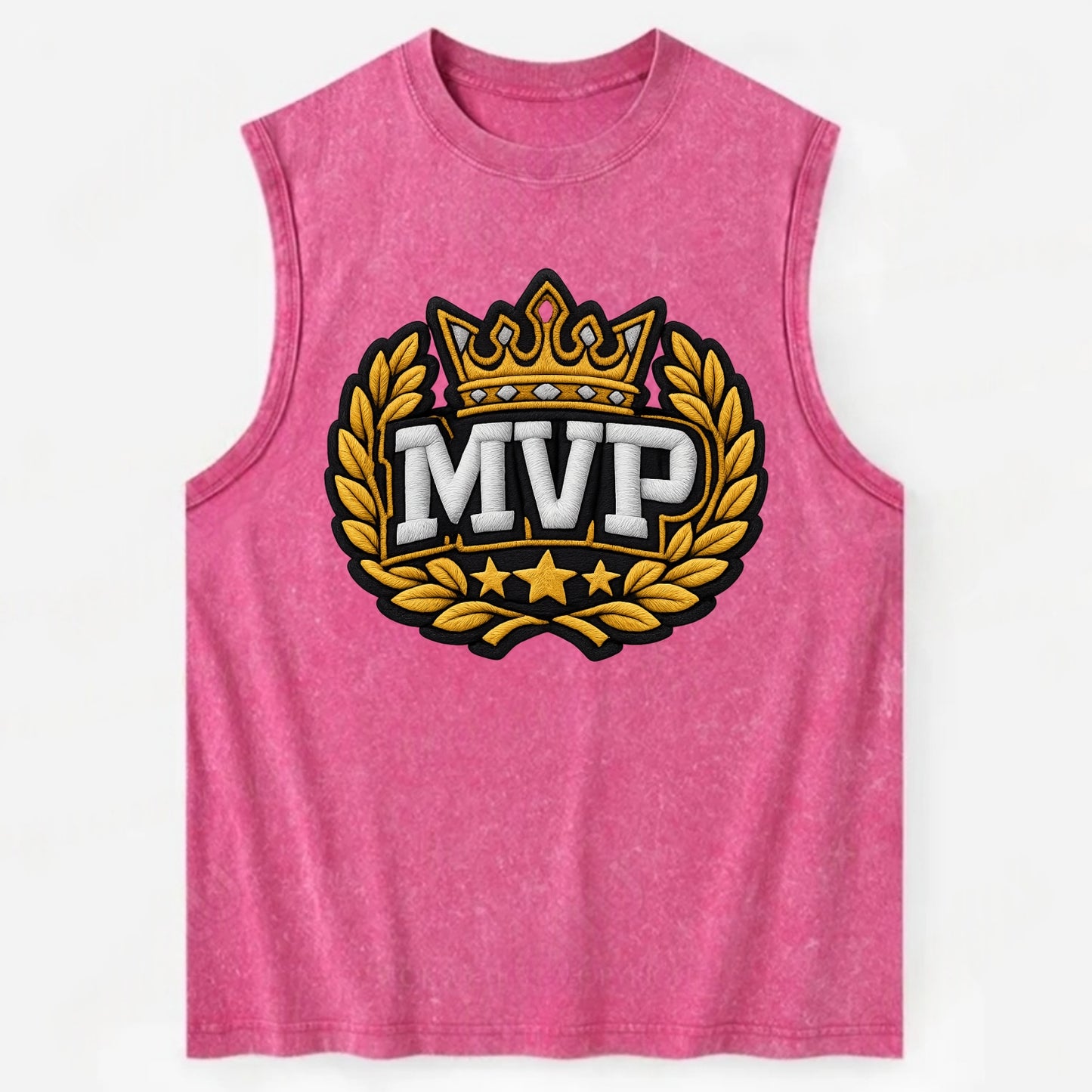 MVP CROWN - crown with laurels in gold , most valuable - Vintage Washed Tank - Pink