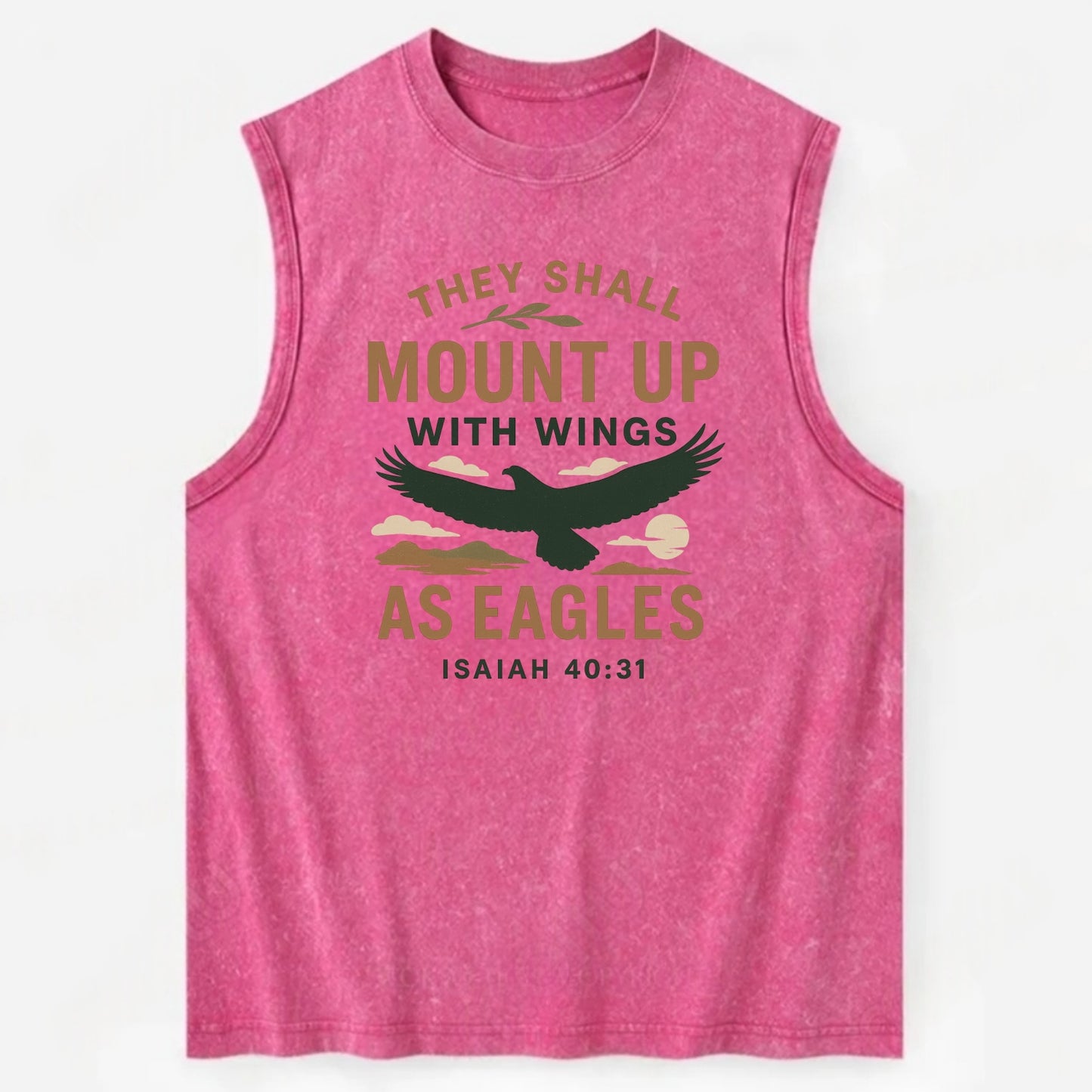 Isaiah 40:31 Eagle - Vintage Washed Tank - Pink