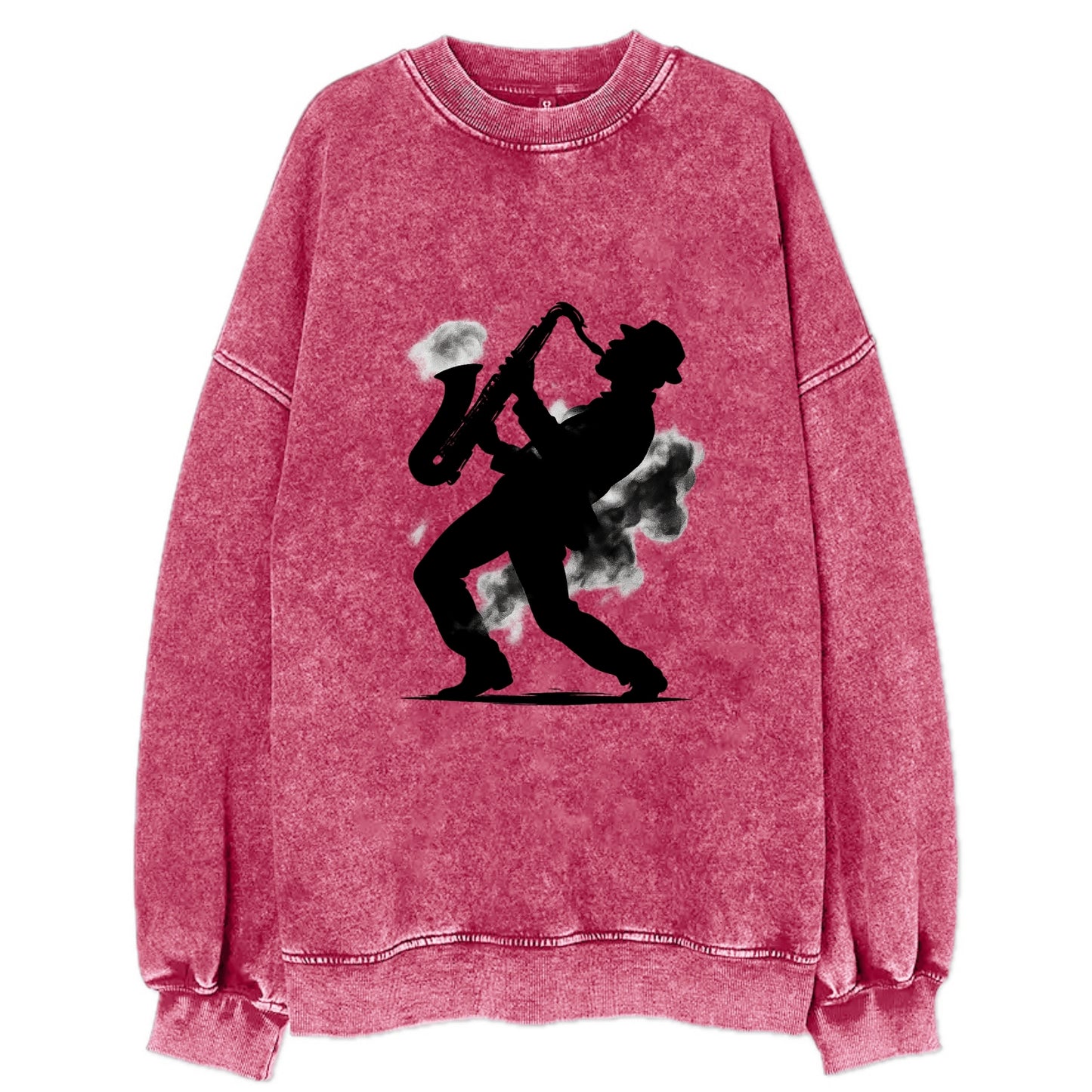Saxophonist playing jazz in smoky room - Vintage Sweatshirt - Pink