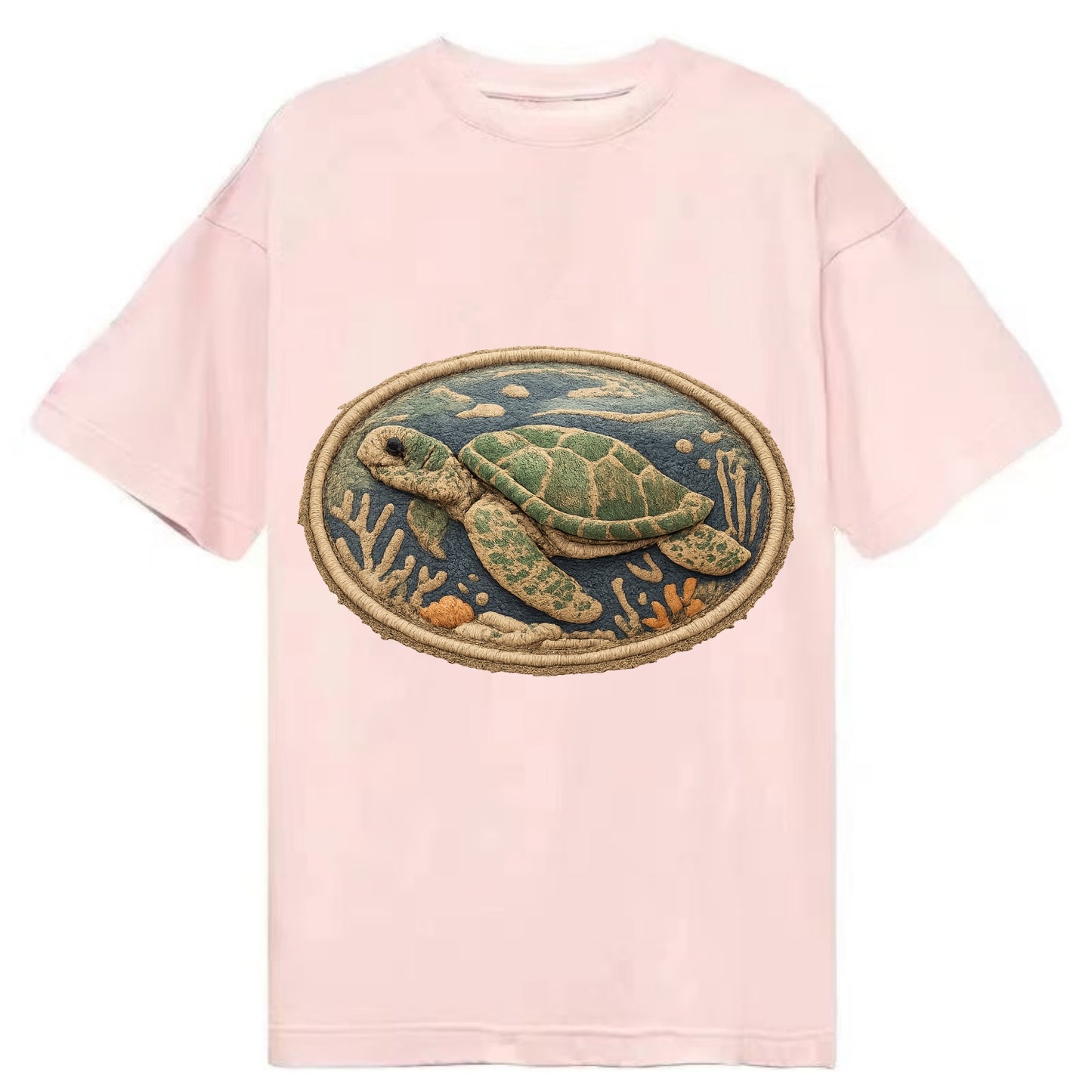 SEA TURTLE - swimming turtle in green and blue , ocean life - Classic T-shirt - Pink
