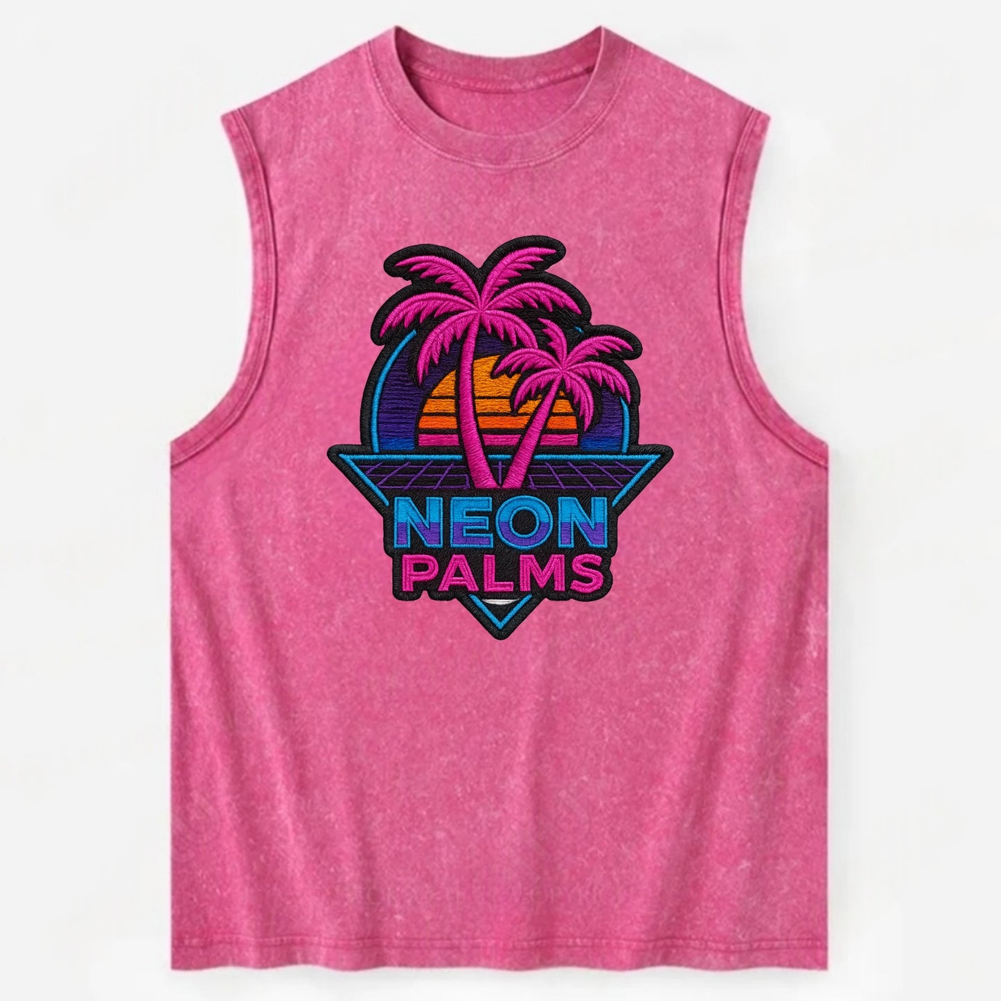 Neon Palms - Vintage Washed Tank - Pink