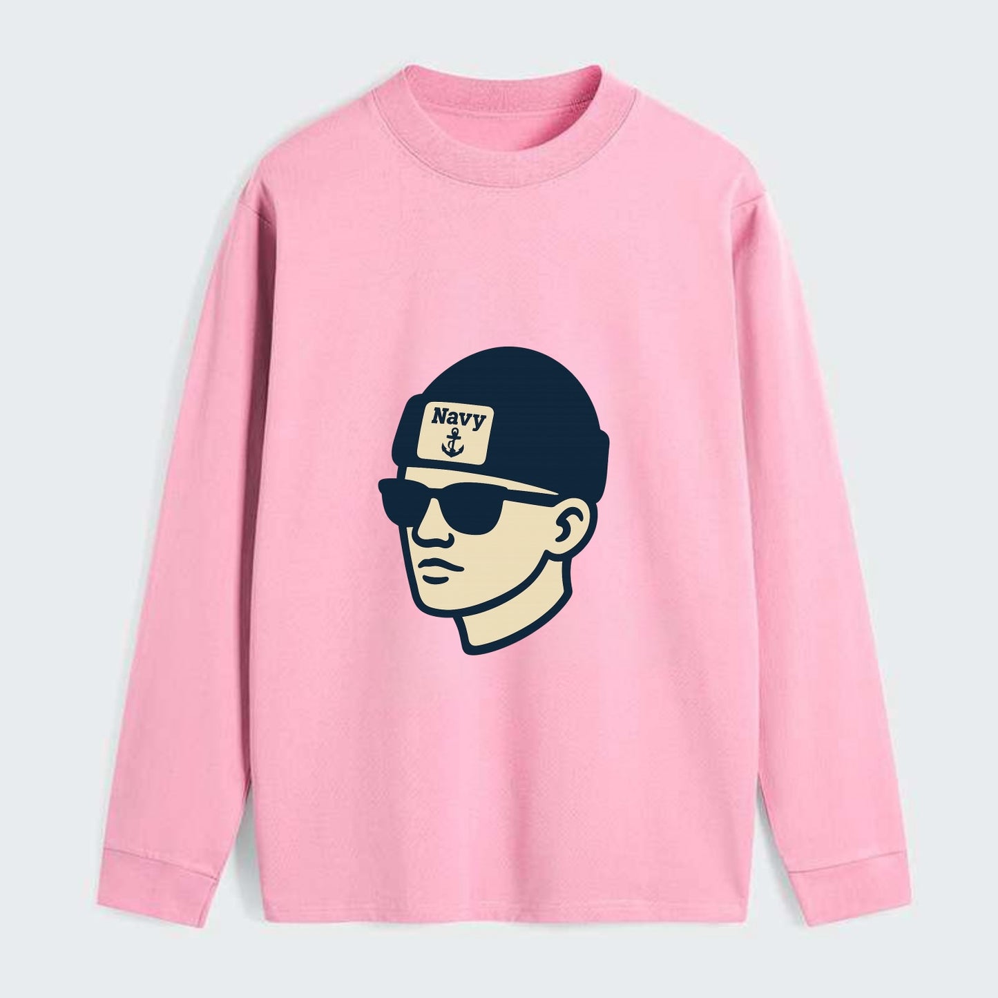 Annapolis Midshipman wearing Navy beanie with anchor patch - Classic Long Sleeve Shirt - Pink