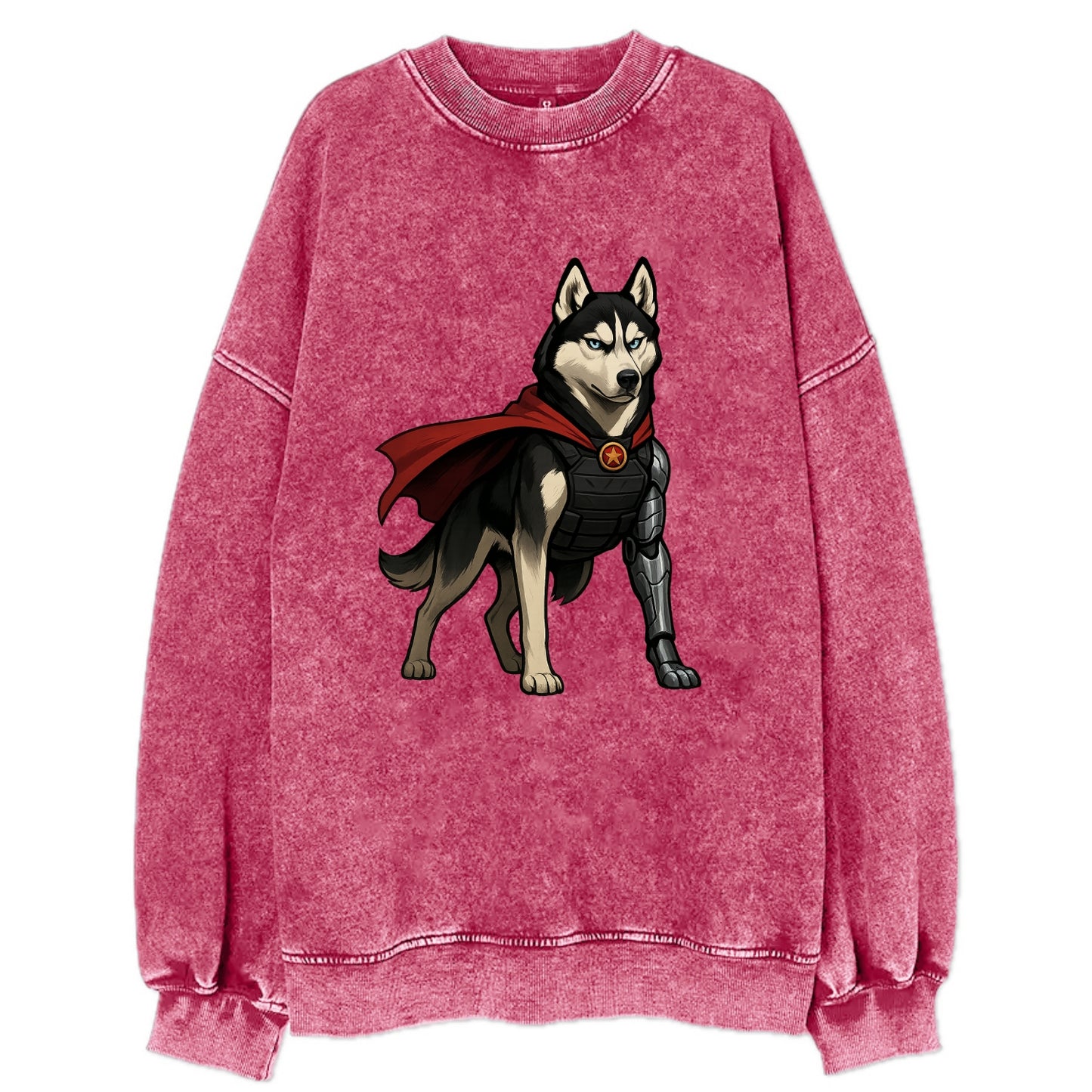 Siberian Husky Winter Soldier - Vintage - Vintage Sweatshirt - Pink