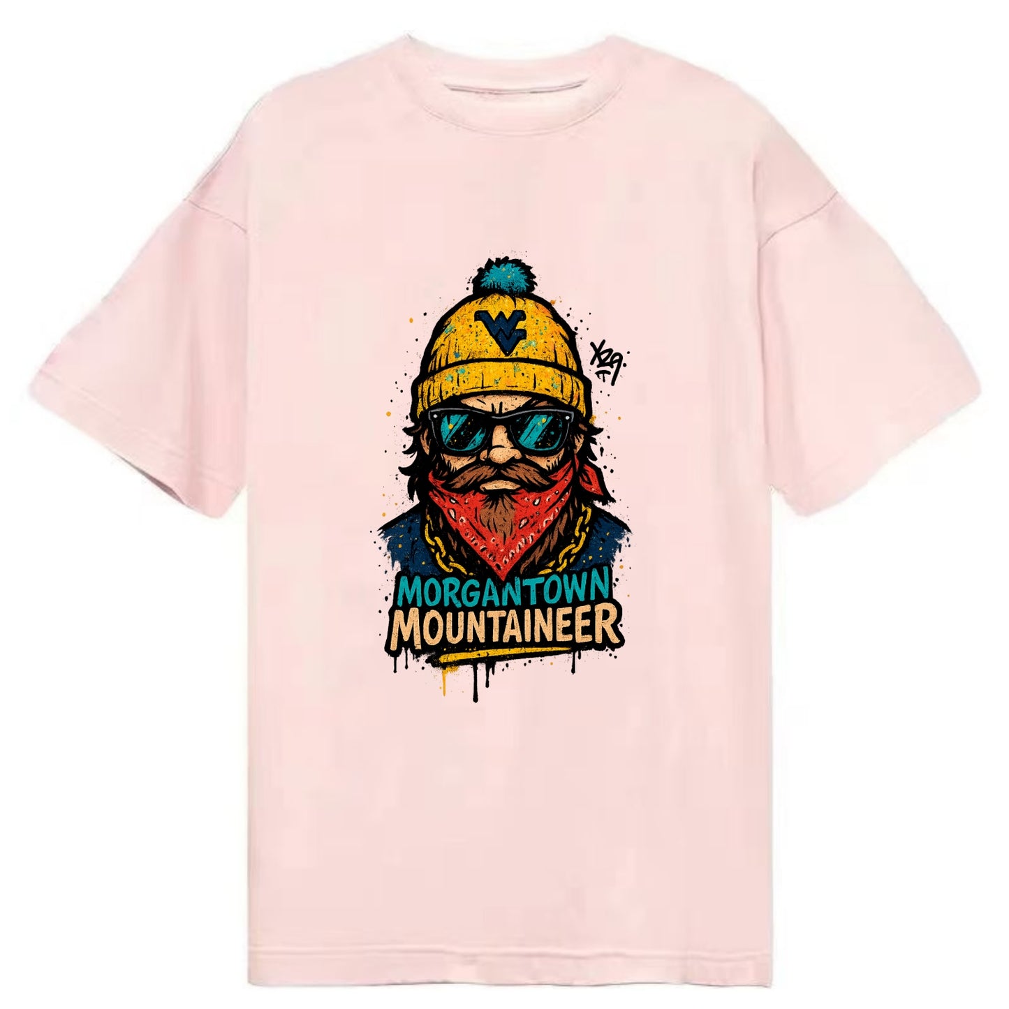 Morgantown Mountaineer wearing West Virginia beanie with WV patch - Classic T-shirt - Pink