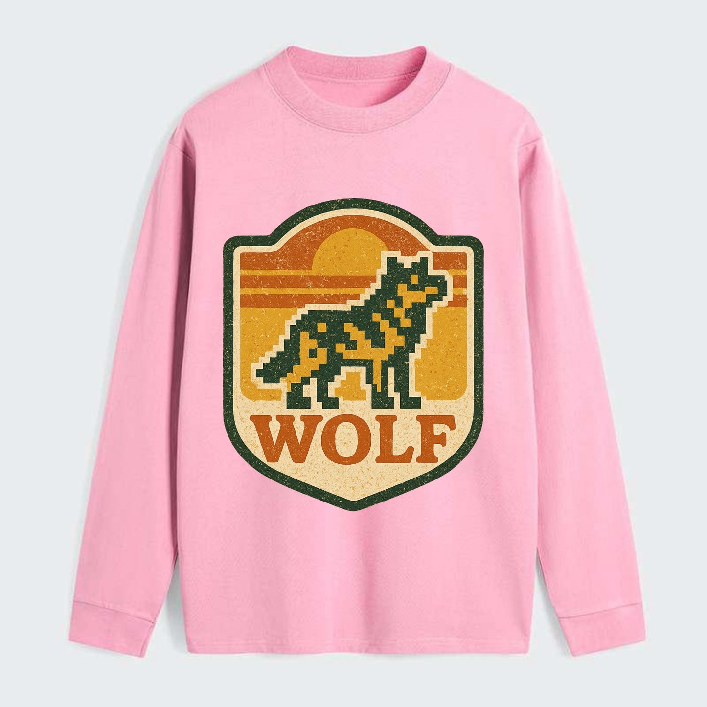 Digital Pixel Wolf - Classic Long Sleeve Shirt - Pink