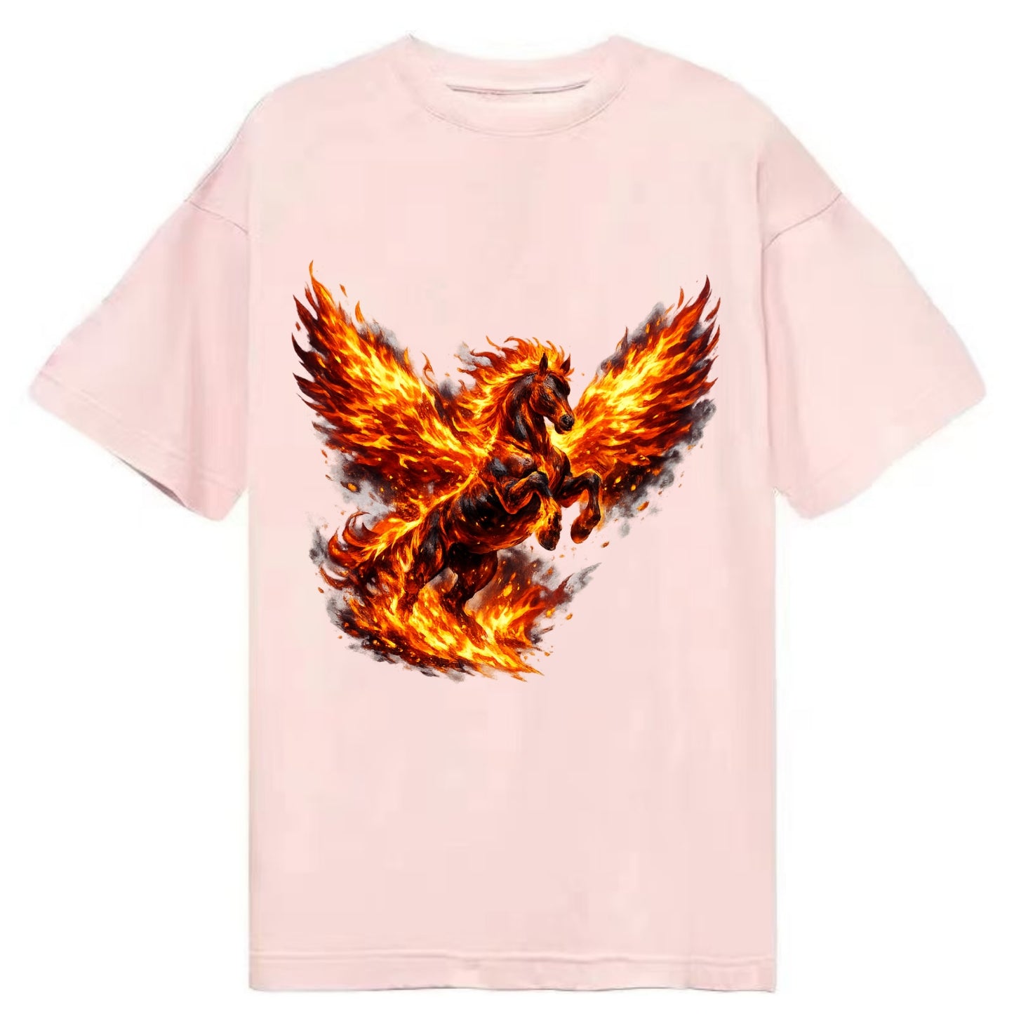 PHOENIX FIRE HORSE | Horse emerging from flames like phoenix | Rebirth - Classic T-shirt - Pink
