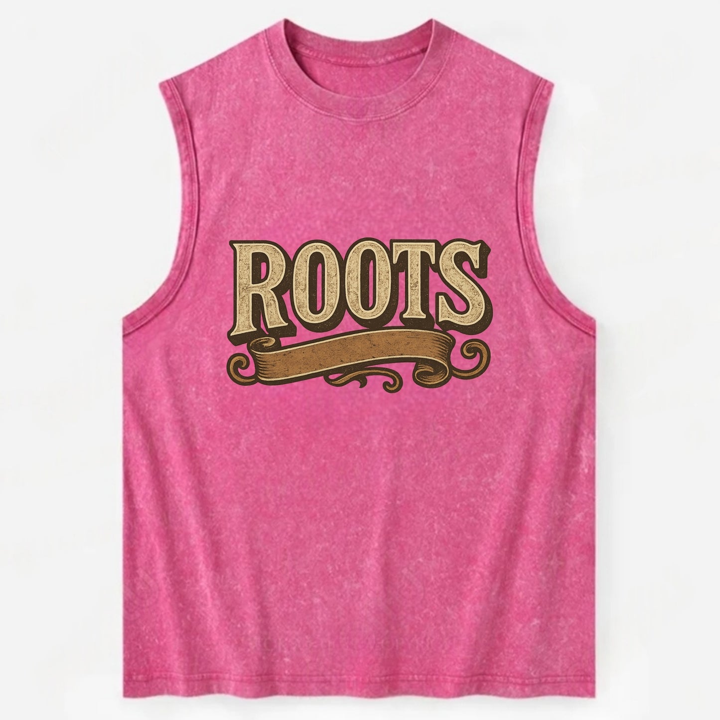 Bold typography design - "ROOTS" - where you come from, heritage - Vintage Washed Tank - Pink