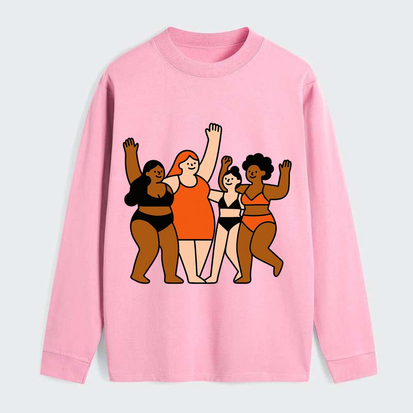 Diverse body types celebrating together - body positivity movement, all - Classic Long Sleeve Shirt - Pink
