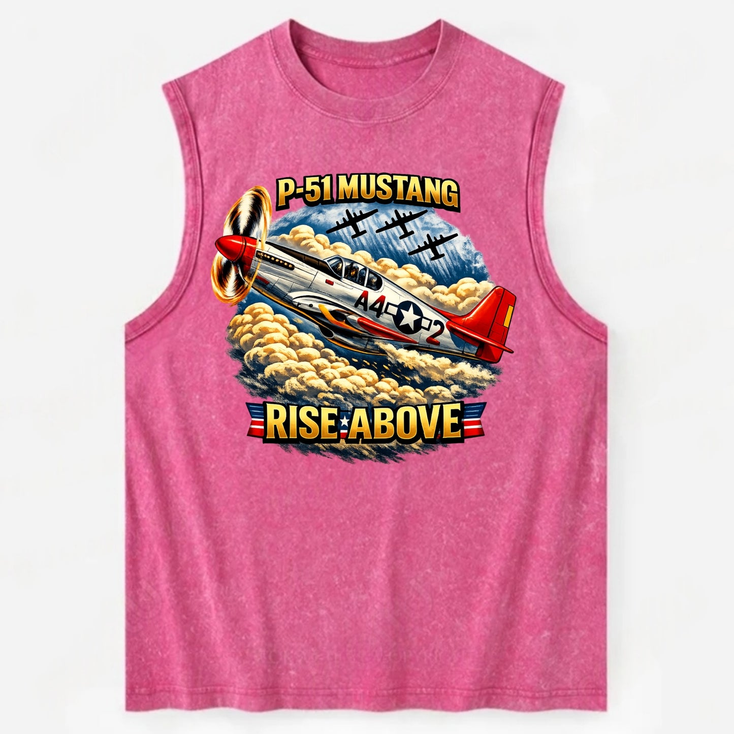 P 51 Mustang Rise Above - Vintage Washed Tank - Pink