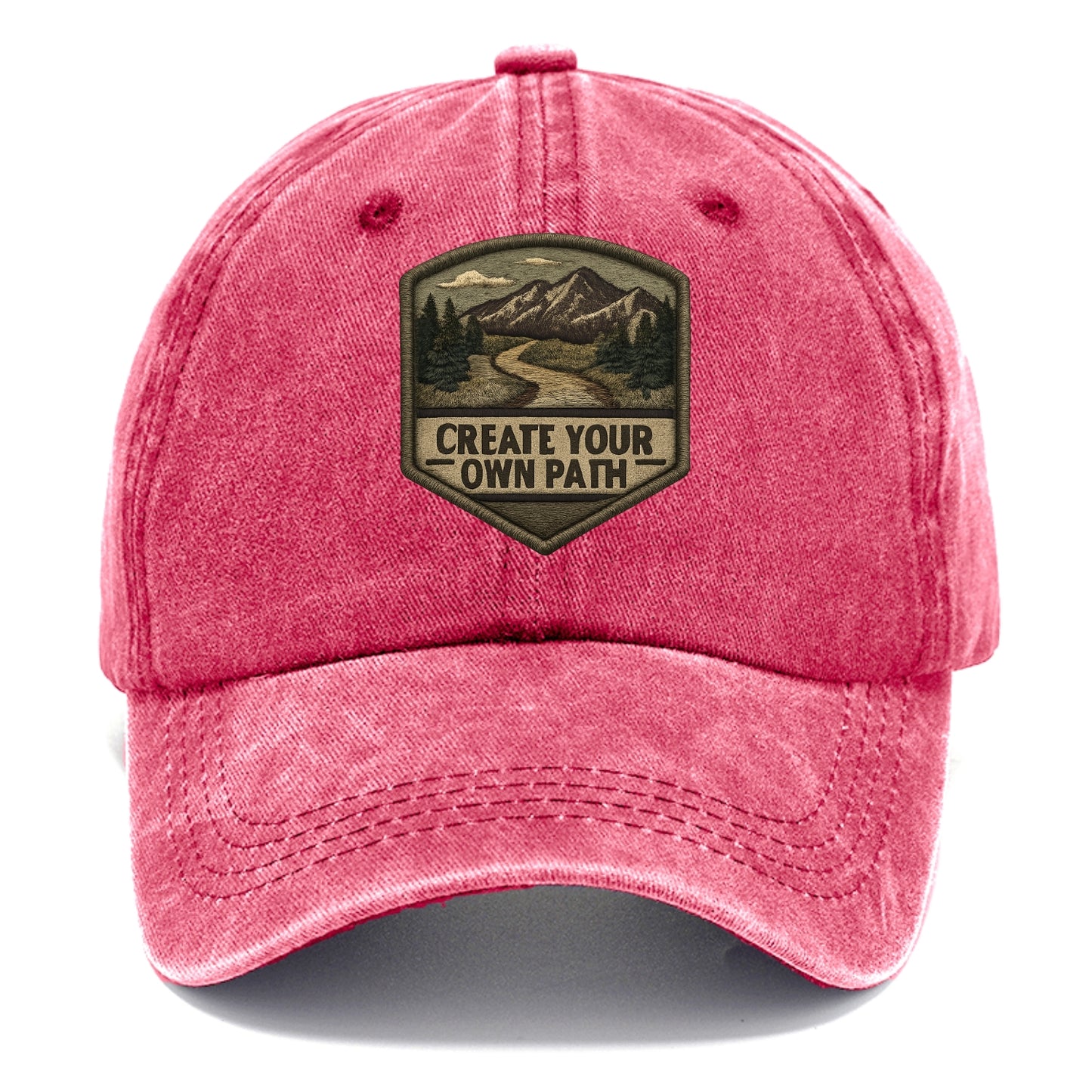 CREATE YOUR OWN PATH - trail with text in brown , independence - Classic Cap - Pomegranate Blush(Pink)