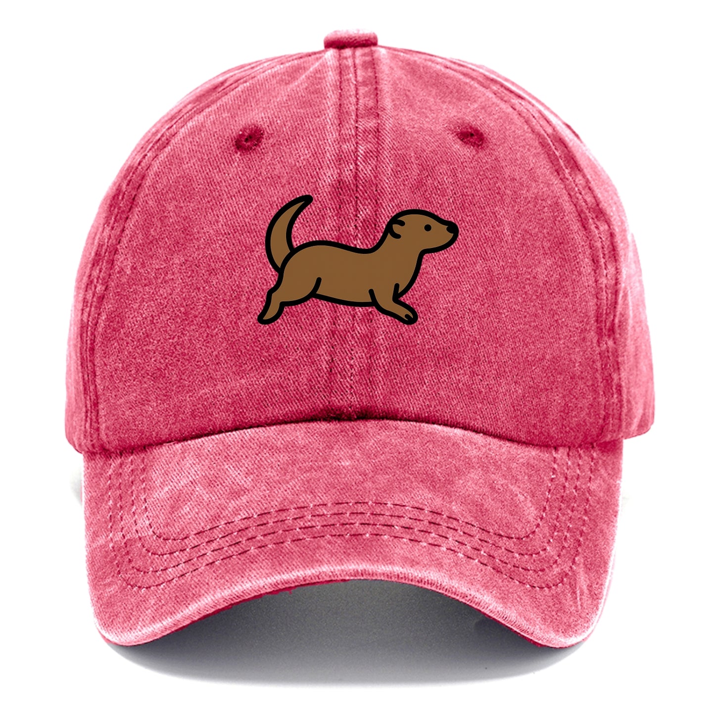 Otter - Brown sleek swimming pose flat side profile - Classic Cap - Pomegranate Blush(Pink)