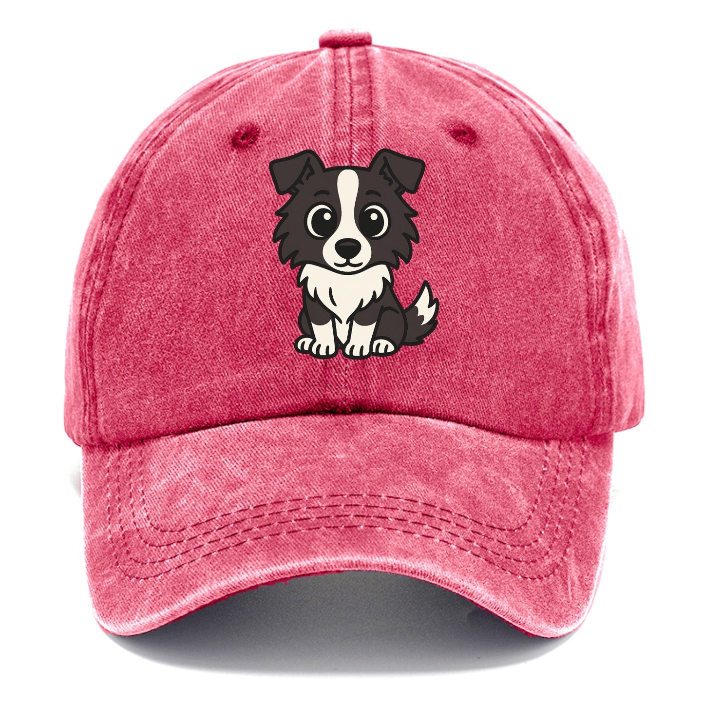 Border Collie - Intense stare sitting pose - Classic Cap - Pomegranate Blush(Pink)