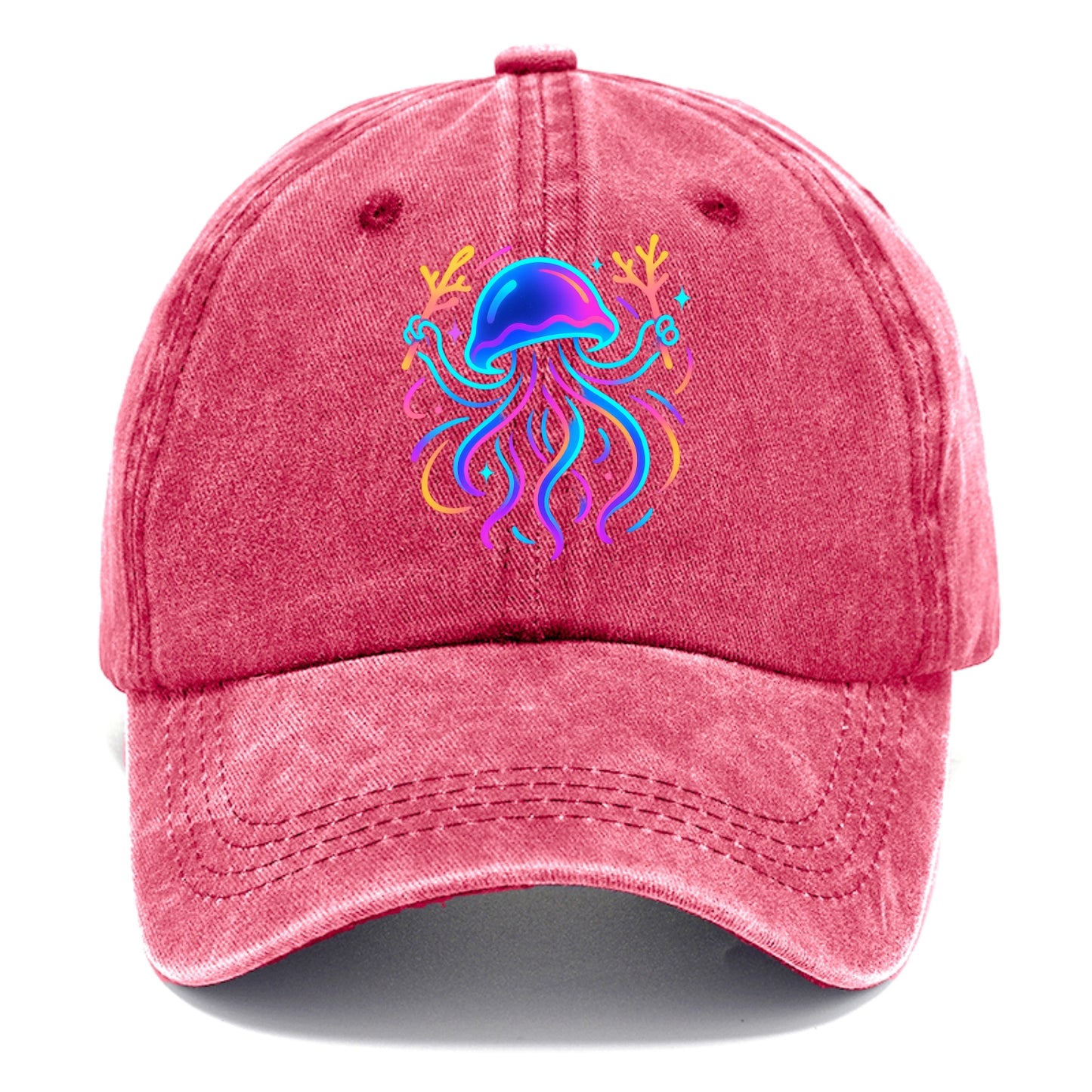 Jellyfish conducting a glow orchestra using coral batons in deep ocean concert hall - Classic Cap - Pomegranate Blush(Pink)