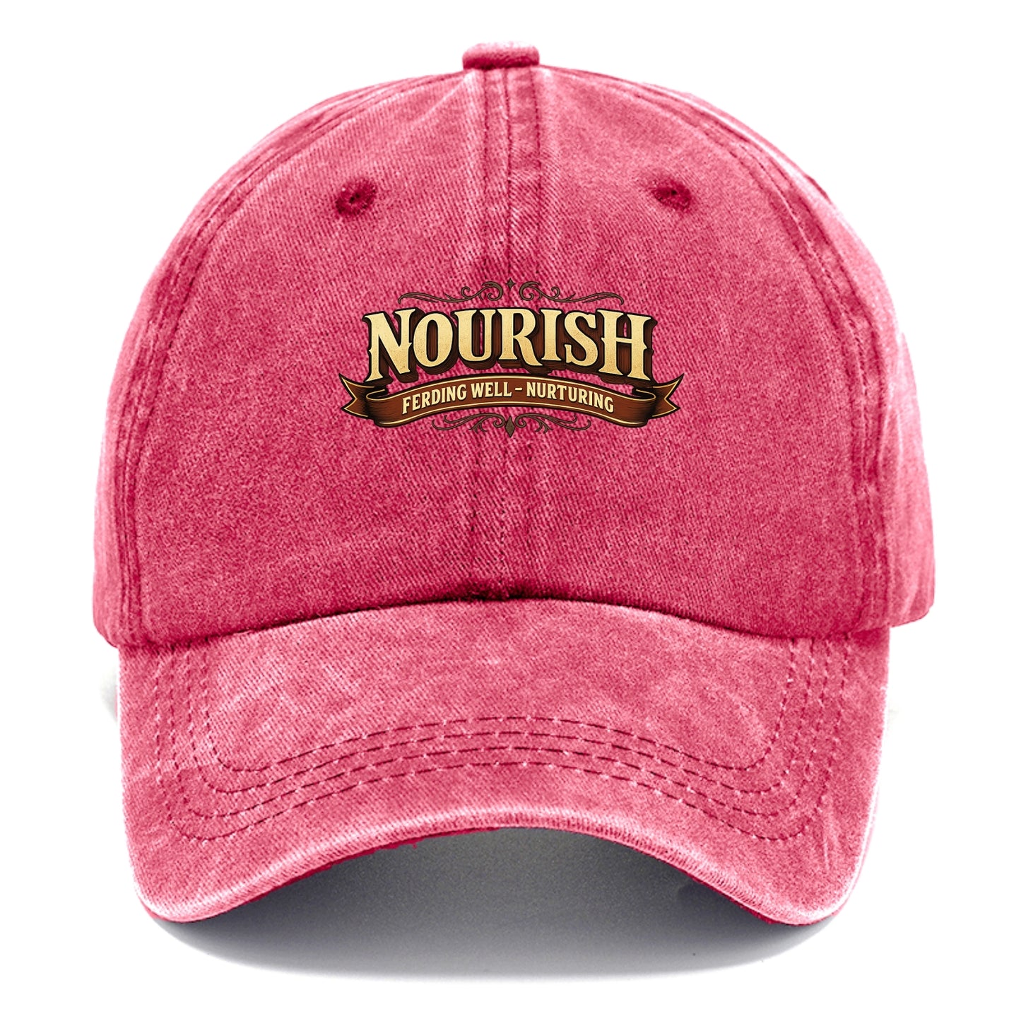 Bold typography design - "NOURISH" - feeding well, nurturing - Classic Cap - Pomegranate Blush(Pink)