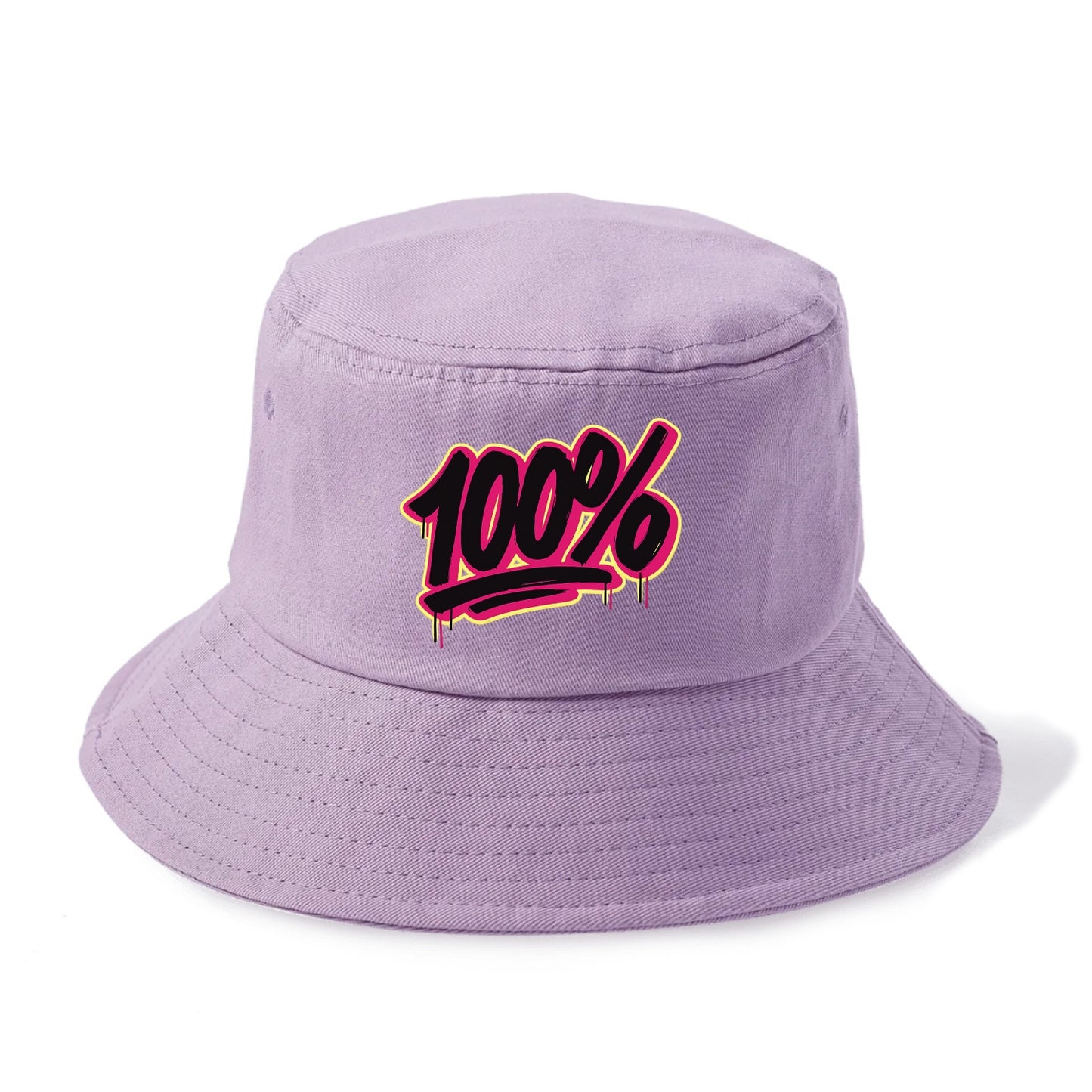 Bold typography design - "100%" - all in, fully committed - Bucket Hat - Purple