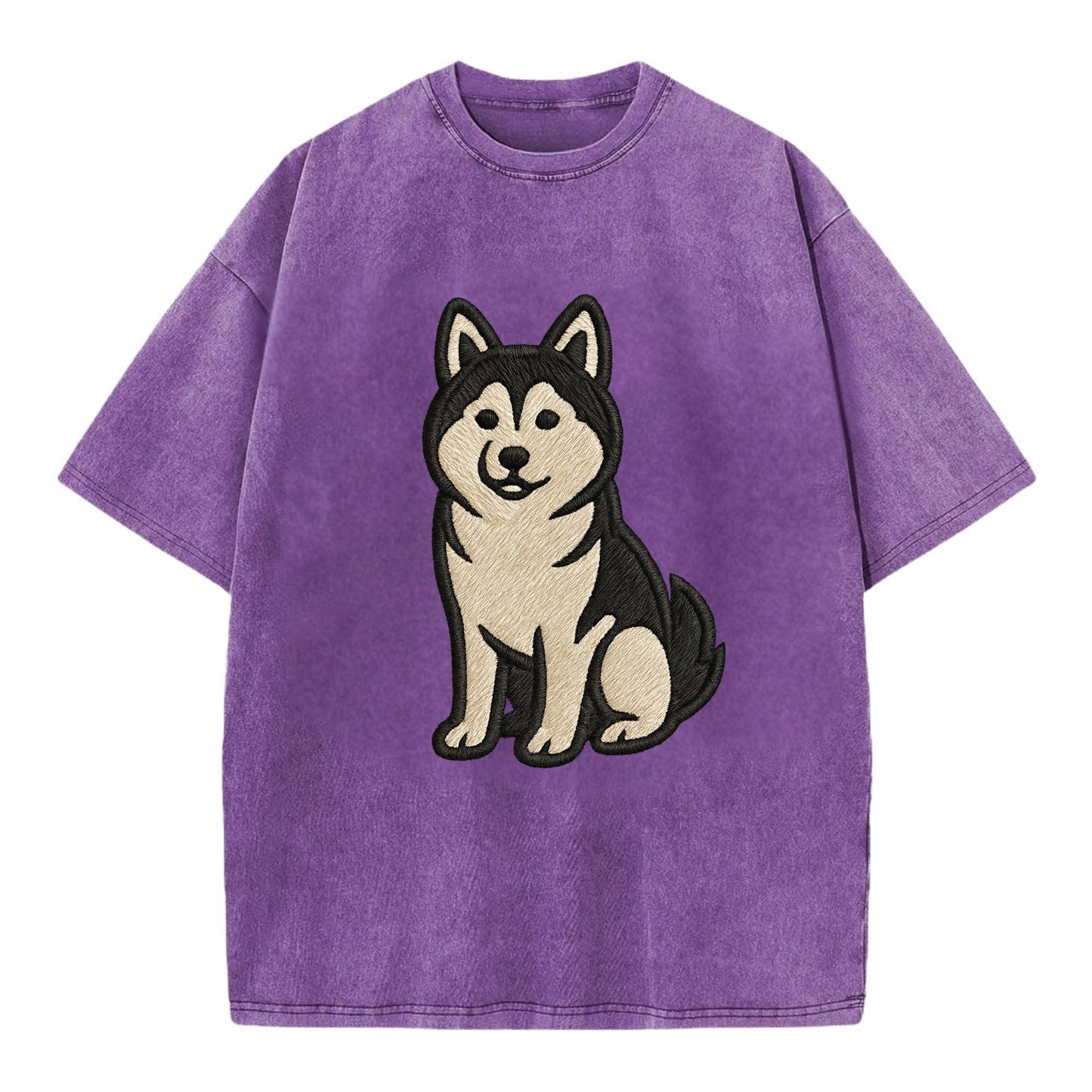 Pomsky - Pomeranian-Husky mix sitting po Vintage T-shirt - Purple