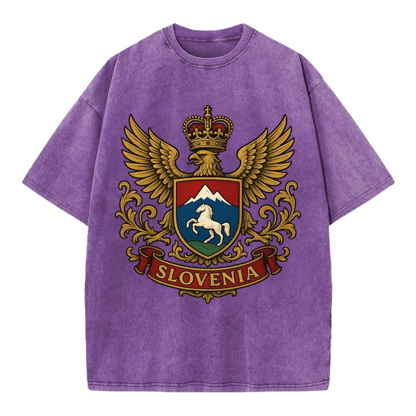 Slovenia Heritage Badge - Vintage T-shirt - Purple