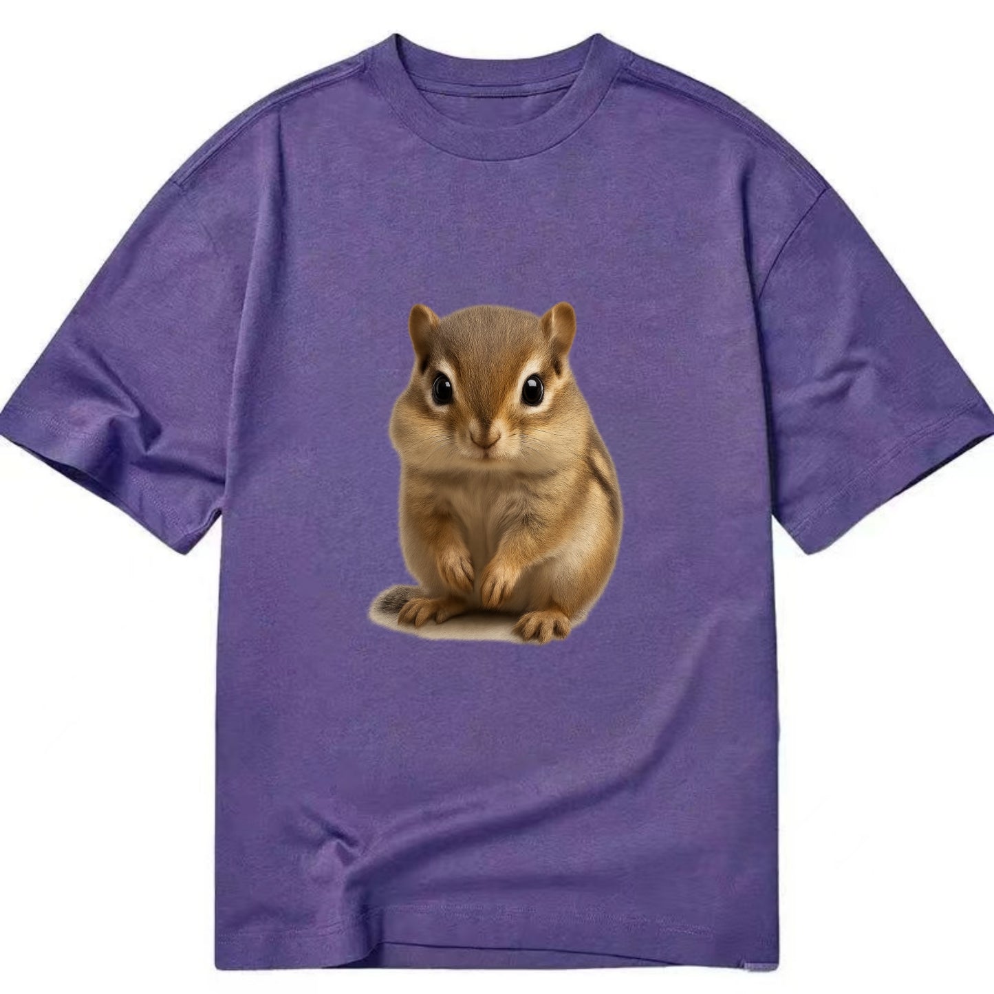 Baby Chipmunk - striped back, cheek pouches, tiny paws, bright eyes, - Classic T-shirt - Purple