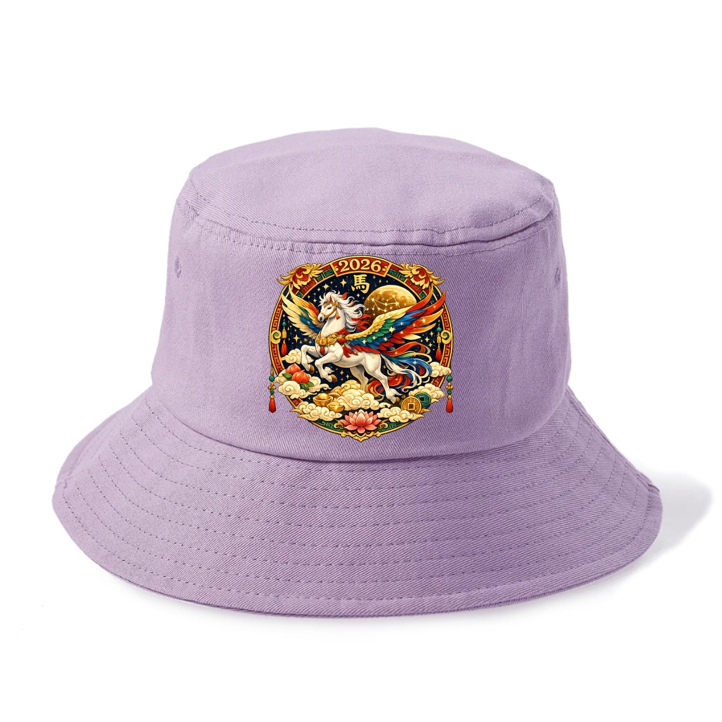 CELESTIAL HORSE | Heavenly horse among clouds and stars | Wings of flowing energy - Bucket Hat - Purple