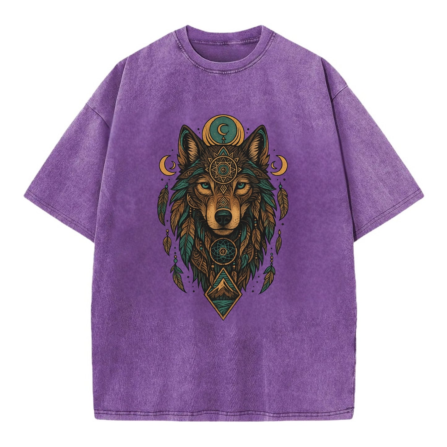 Retro 80s Wolf - Vintage T-shirt - Purple