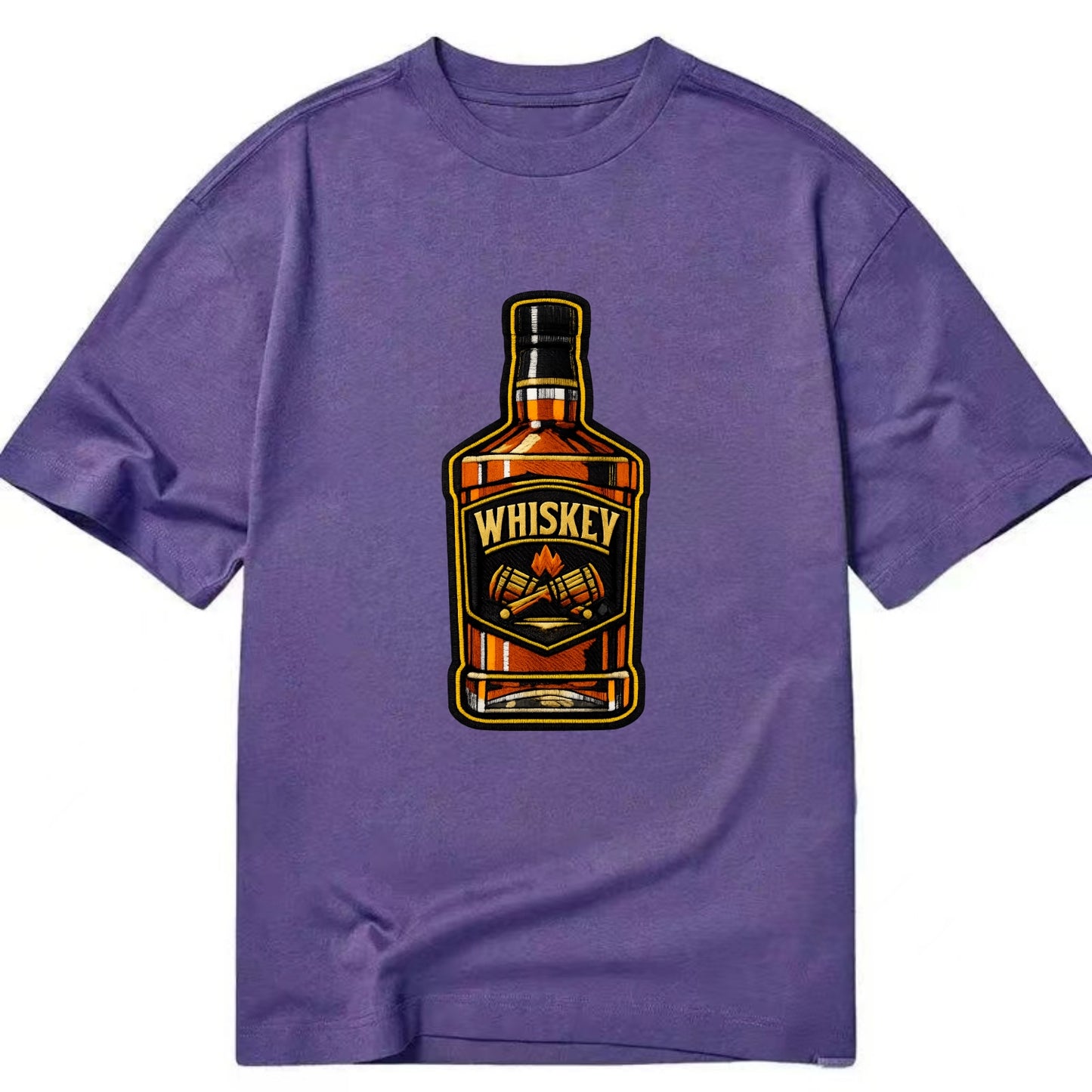 WHISKEY BOTTLE - bourbon bottle in amber and gold , spirits connoisseur - Classic T-shirt - Purple