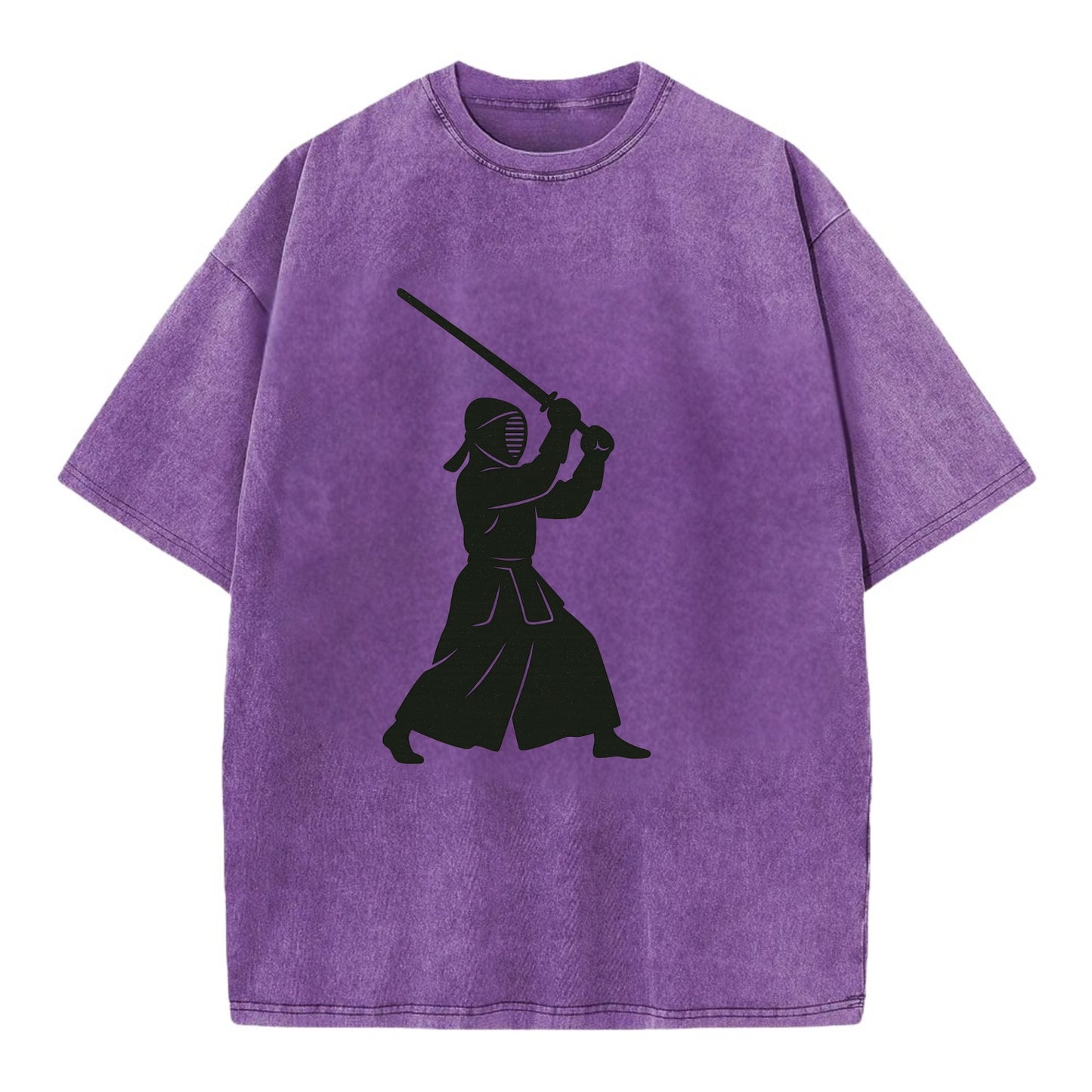 Kendo swordsman in striking stance - Vintage T-shirt - Purple